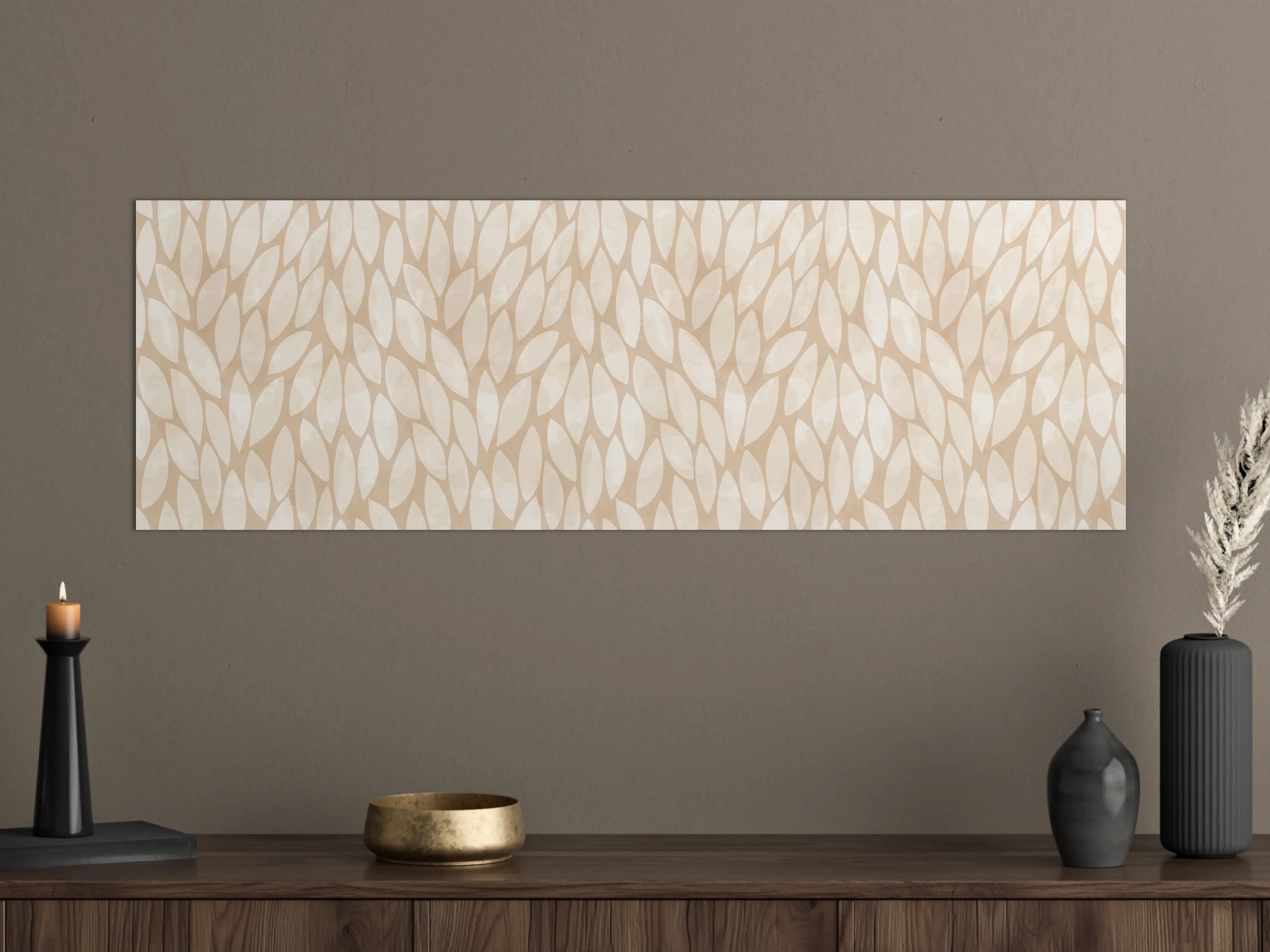 Große Wandbilder - Beige und Weiße Blattmuster Textur