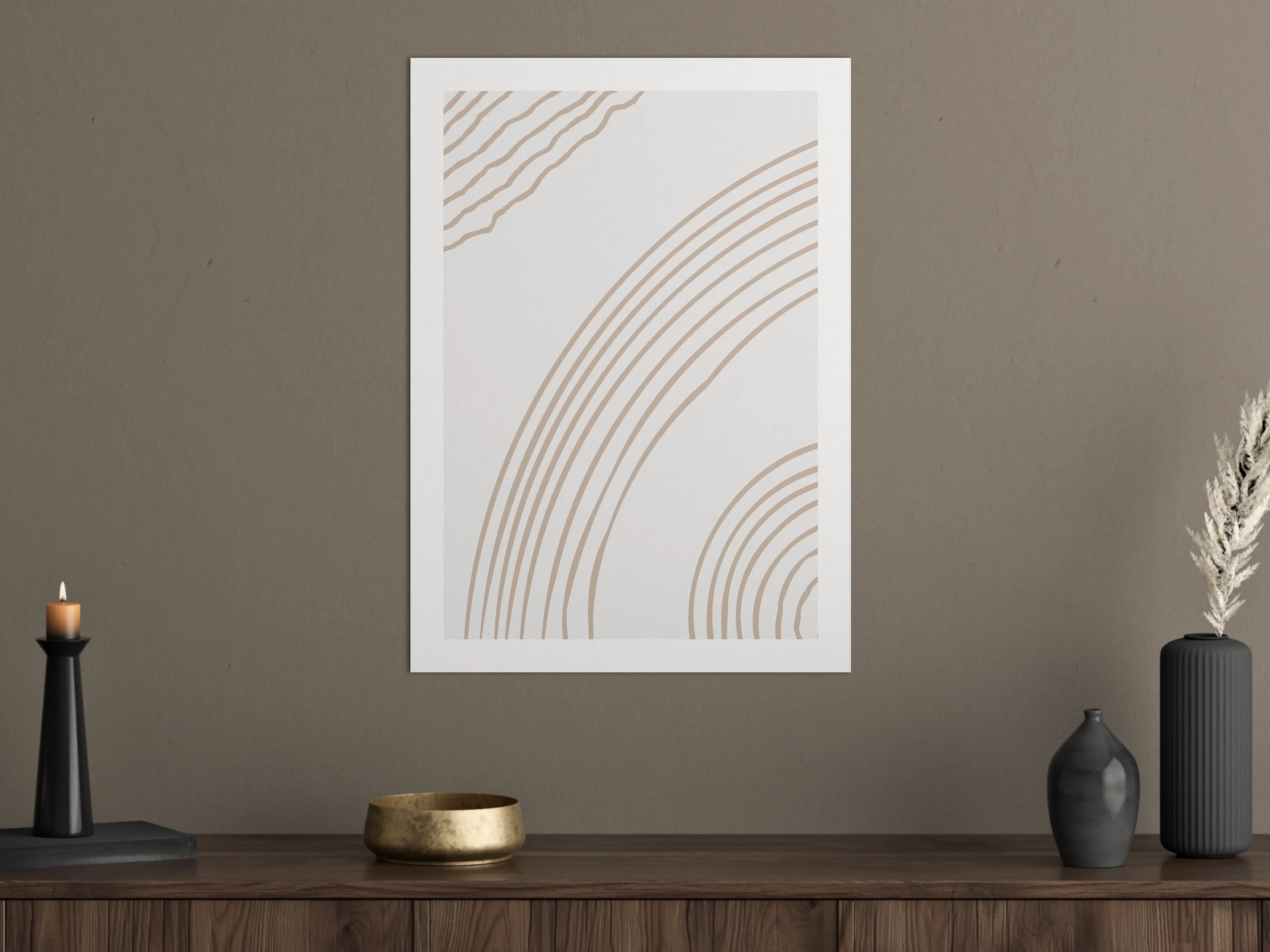 Große Wandbilder - Beige-weiße Linienmuster