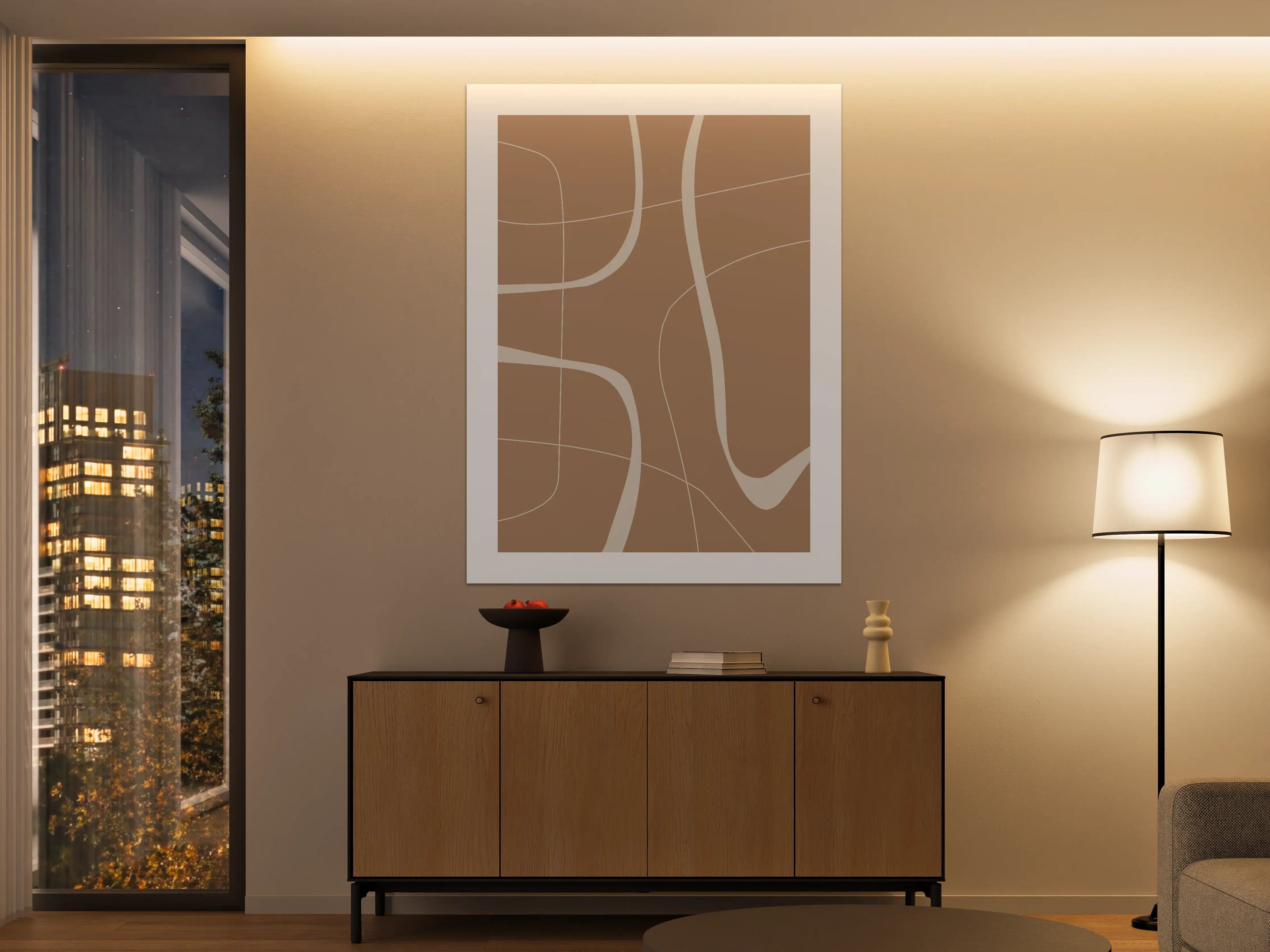 Große Wandbilder - Beige-weiße abstrakte Geometrie