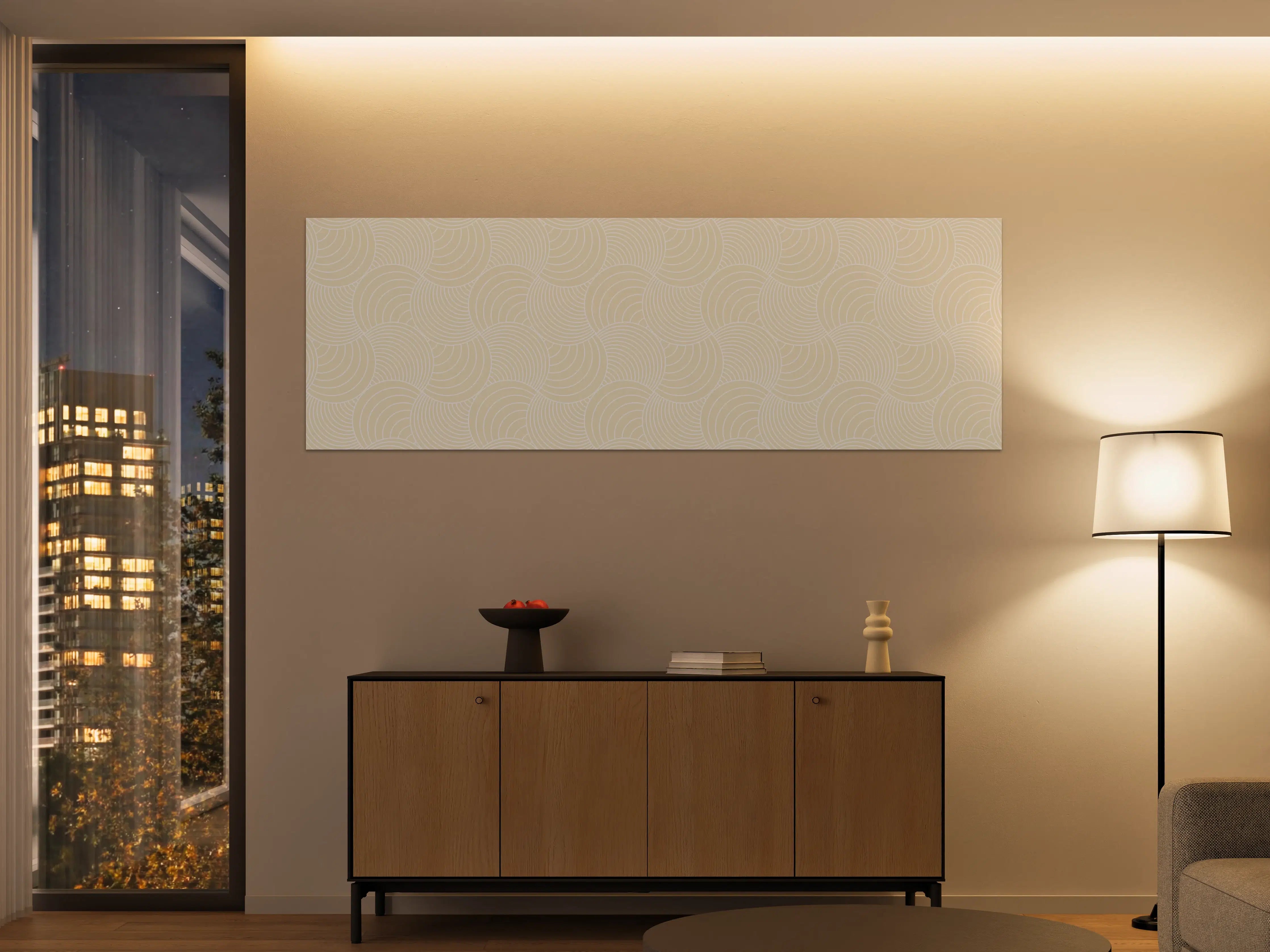 Große Wandbilder - Beige-weiße geometrische Musterwand schilder