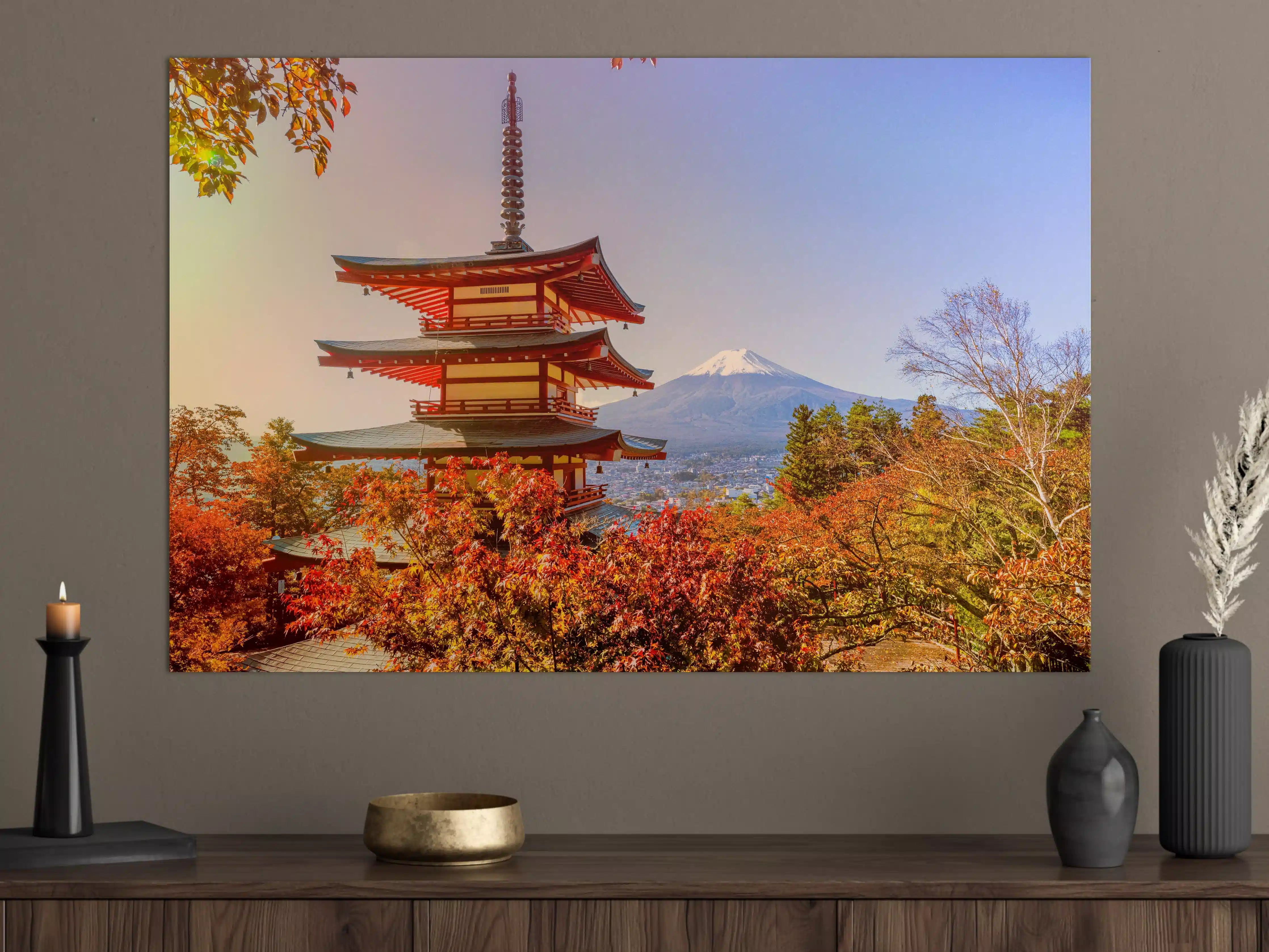 Große Wandbilder - Berg Fuji und der traditionelle Chureito-Pagodenschrein