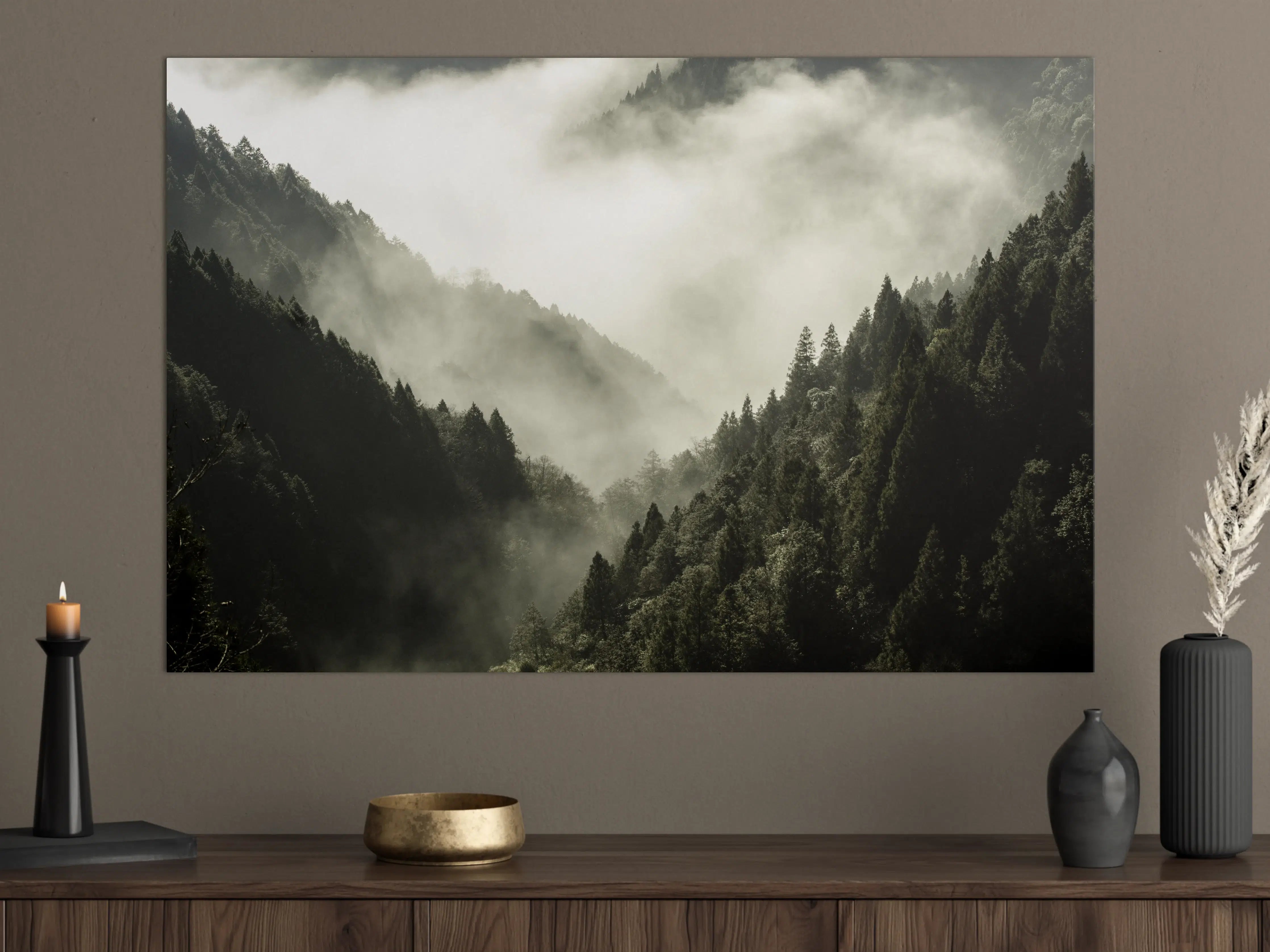 Große Wandbilder - Berg bedeckt in Nebel und Wolken