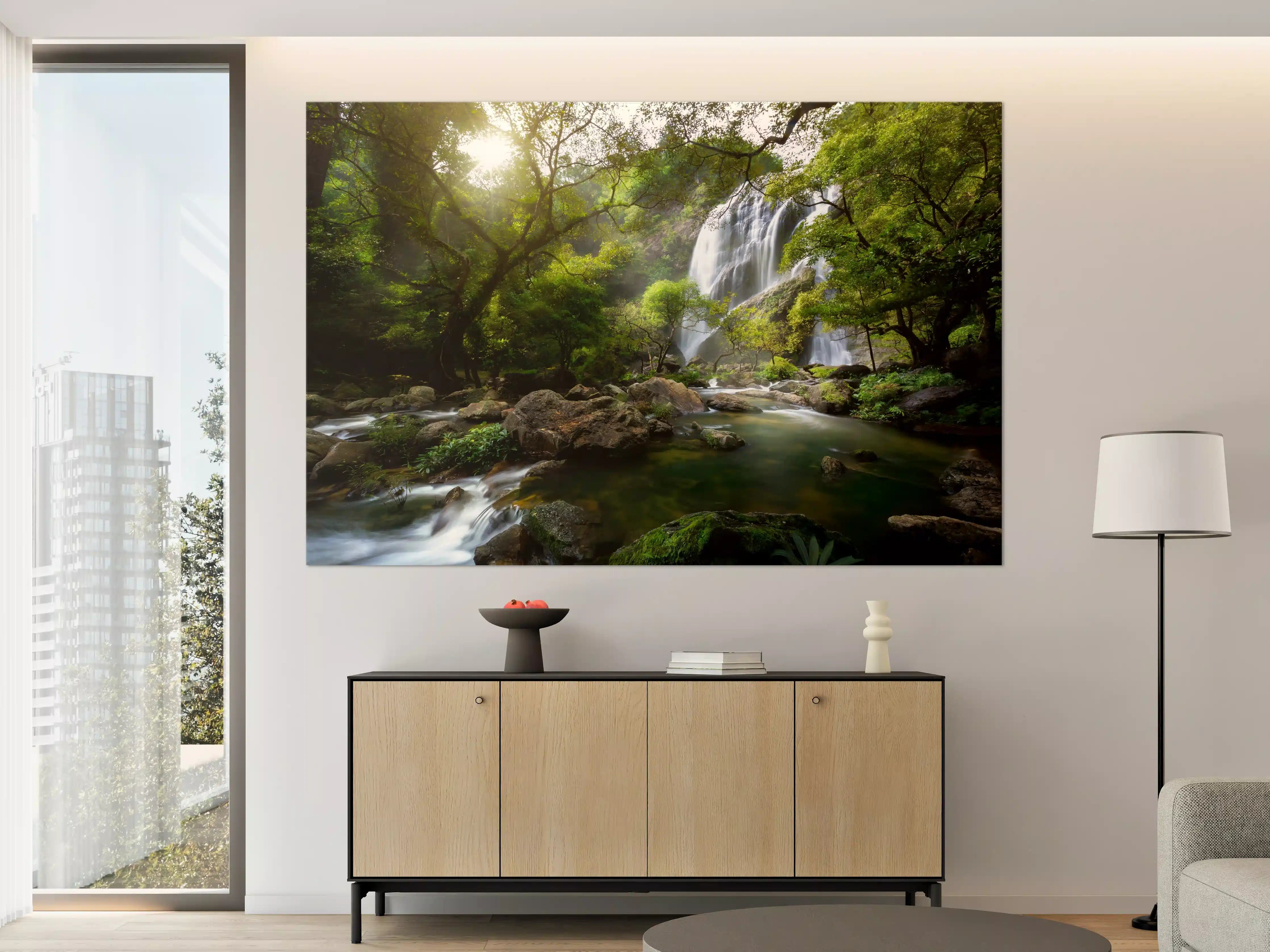 Große Wandbilder - Bergbach und Wasserfall in Thailand