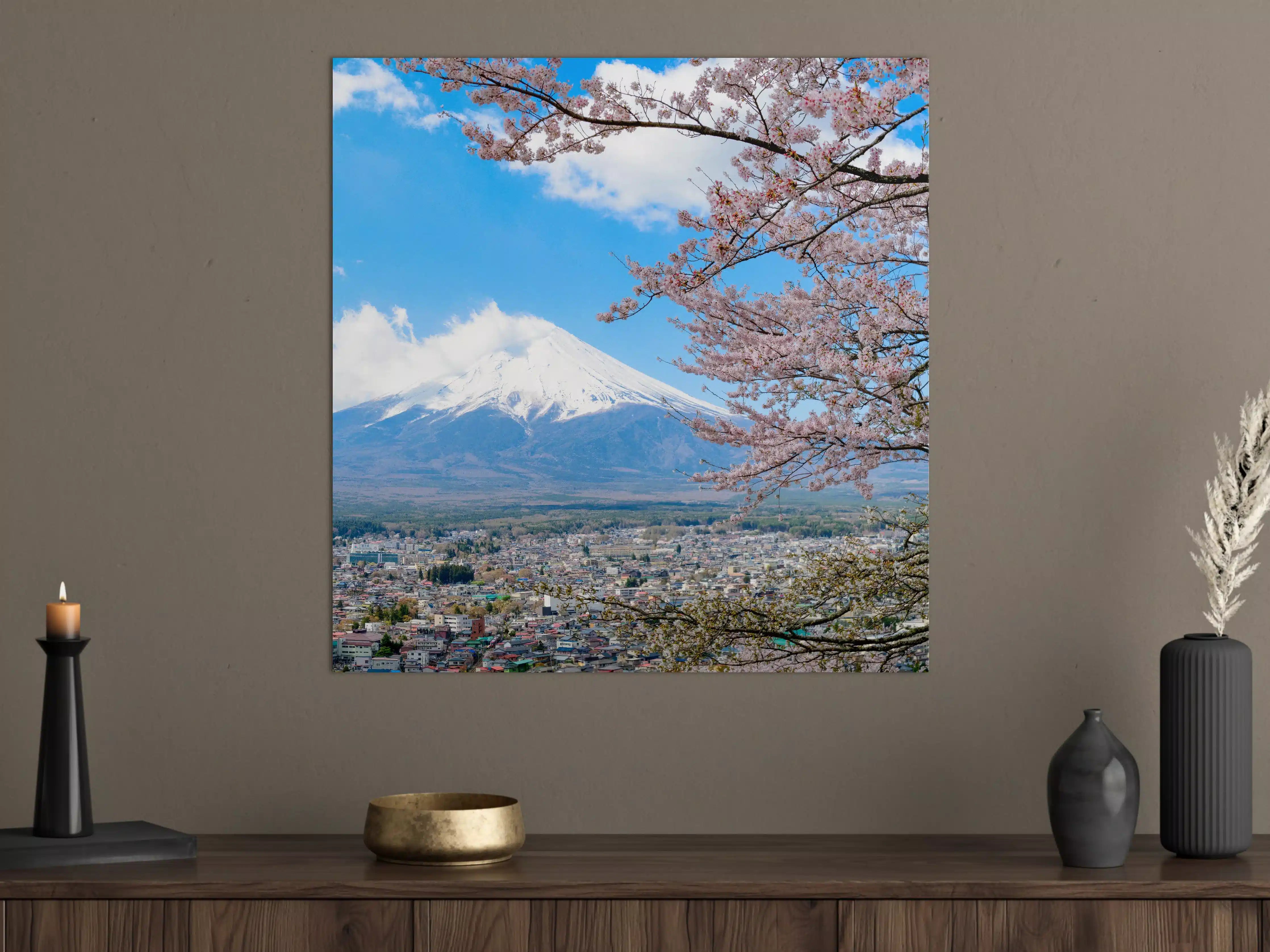 Große Wandbilder - Bergpanorama mit Kirschblüten