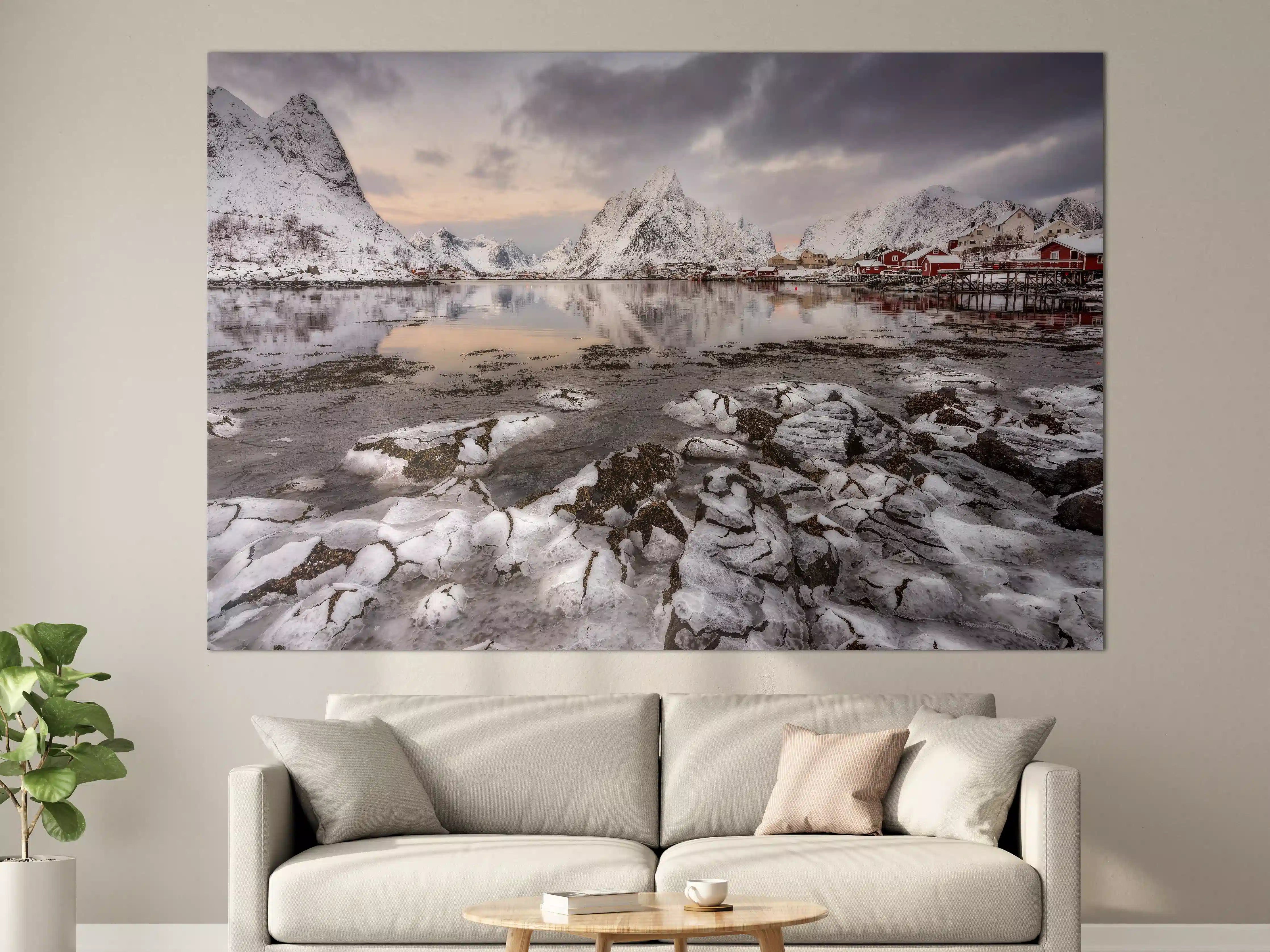 Große Wandbilder - Bergsee im verschneiten Norwegen