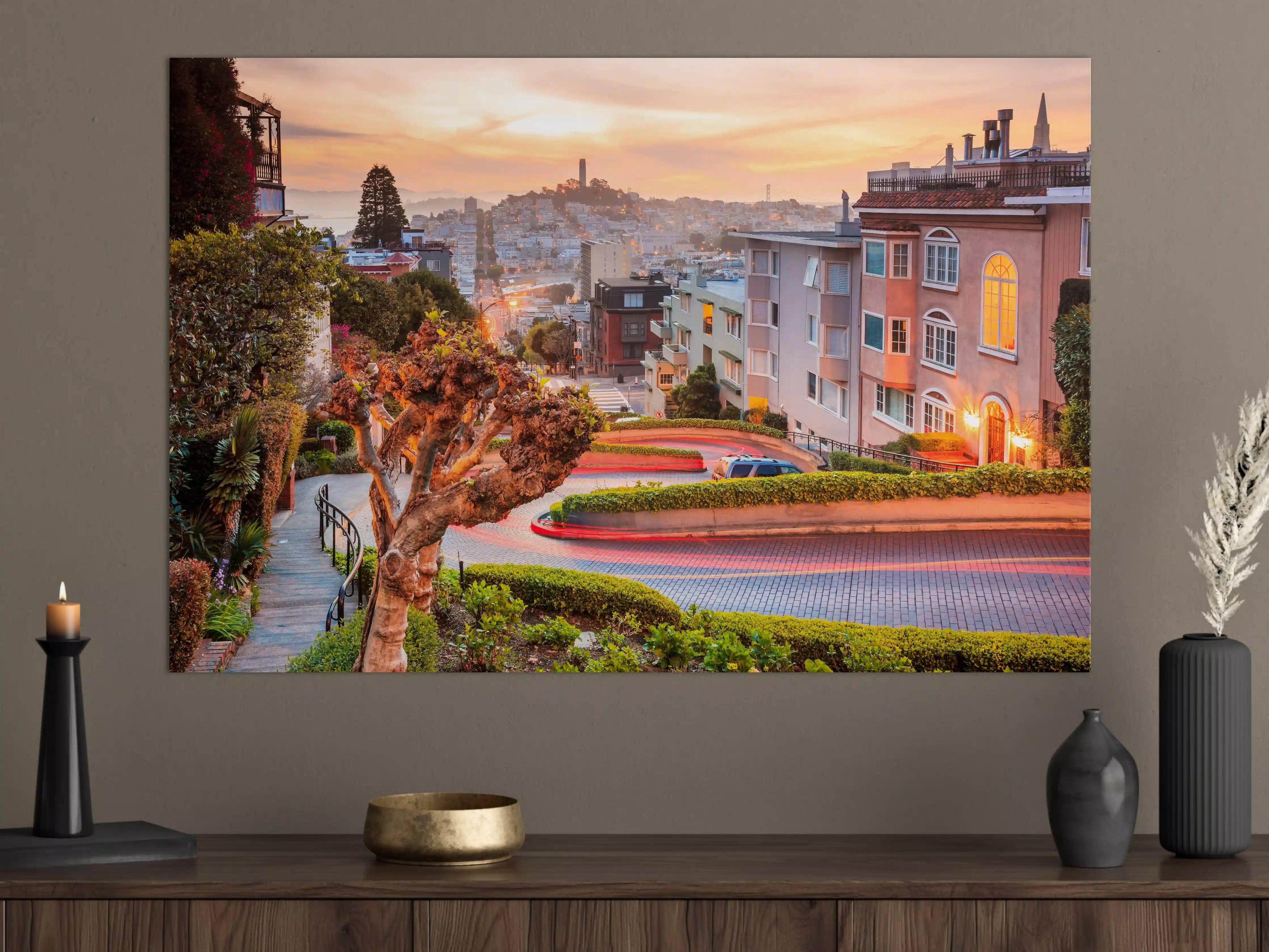 Große Wandbilder - Berühmte Lombard Street in San Francisco