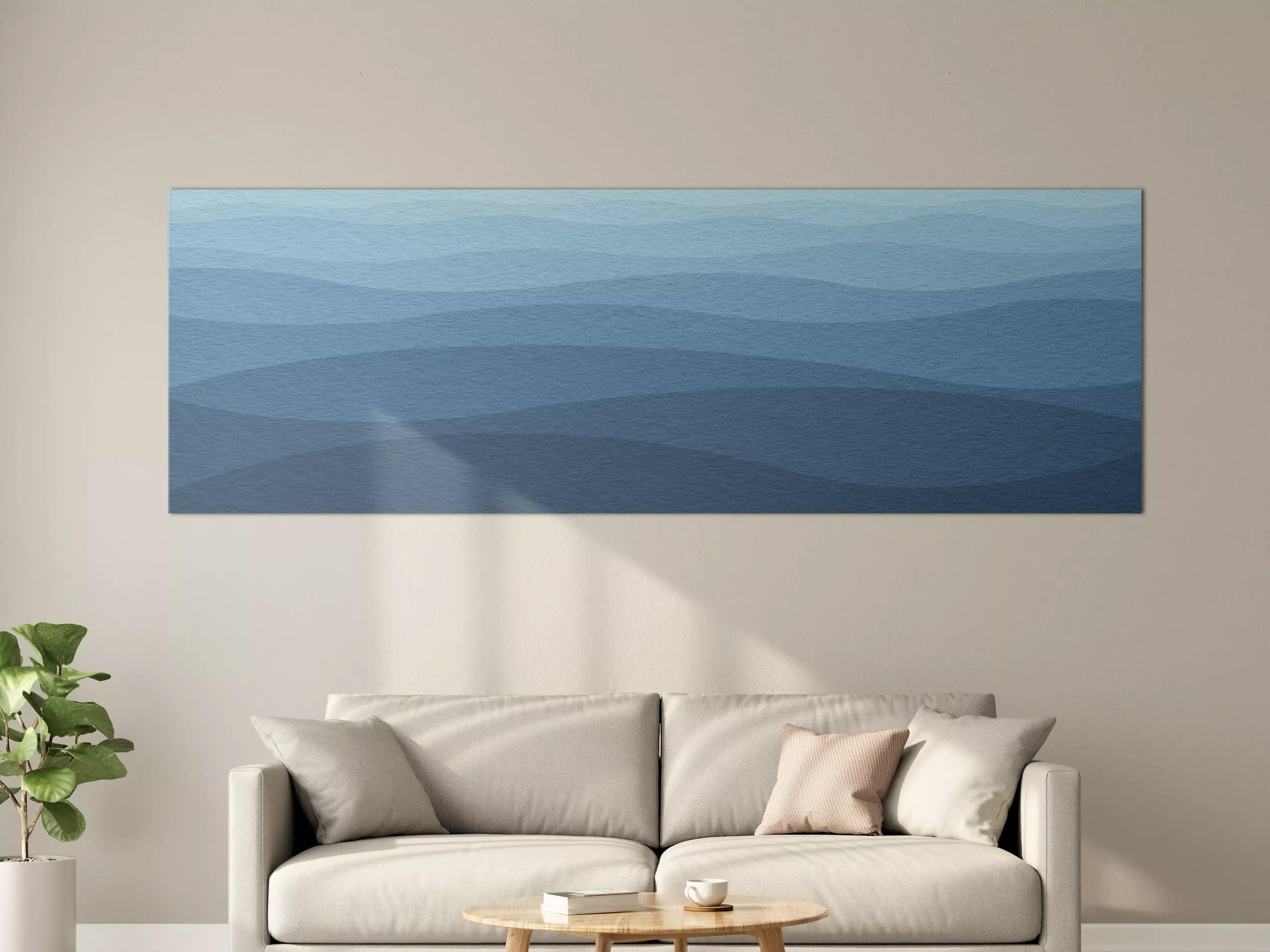 Große Wandbilder - Beruhigende Blau-Gradient-Wellen-Textur