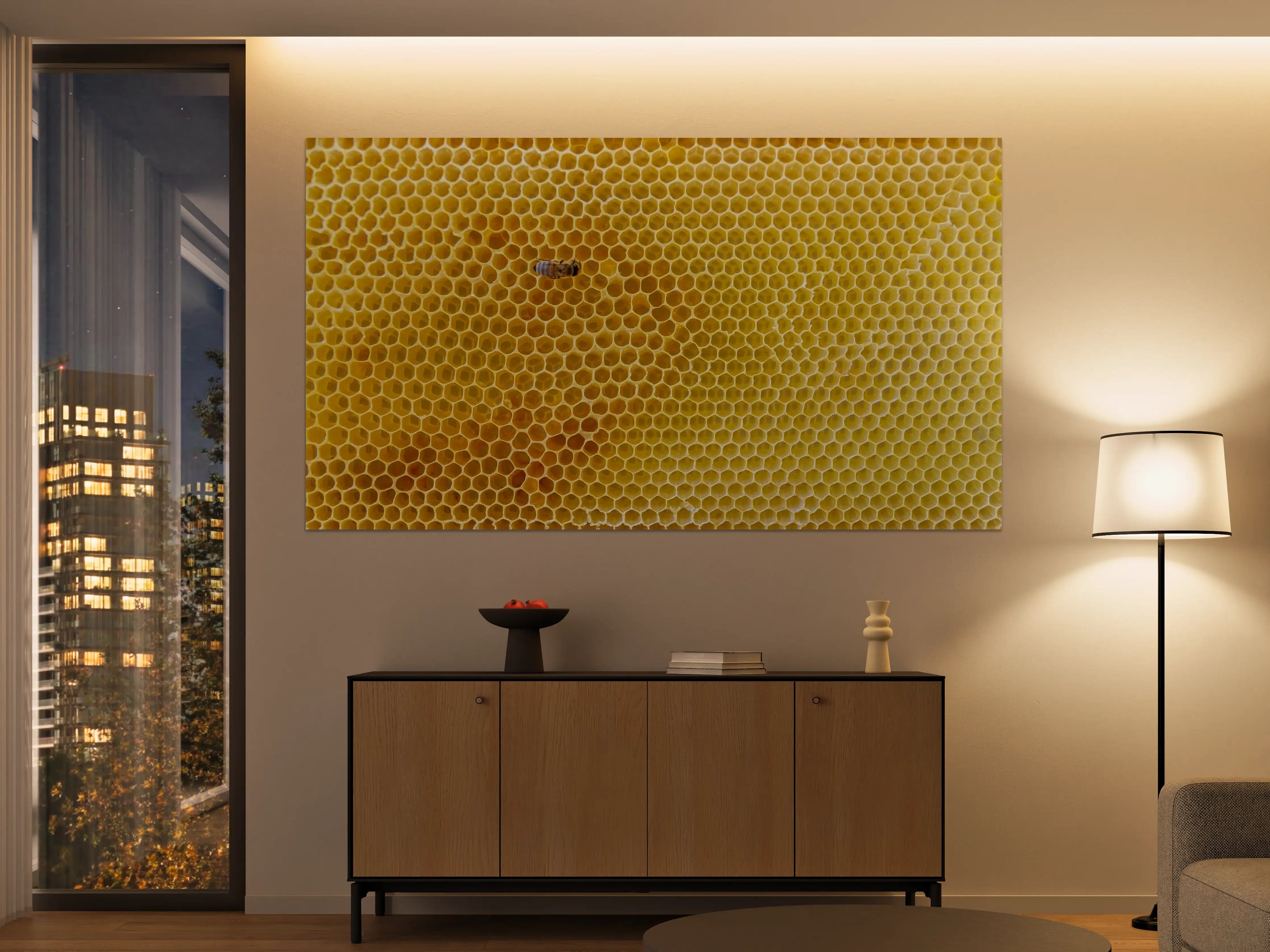 Große Wandbilder - Bienensammler auf Honigwabe