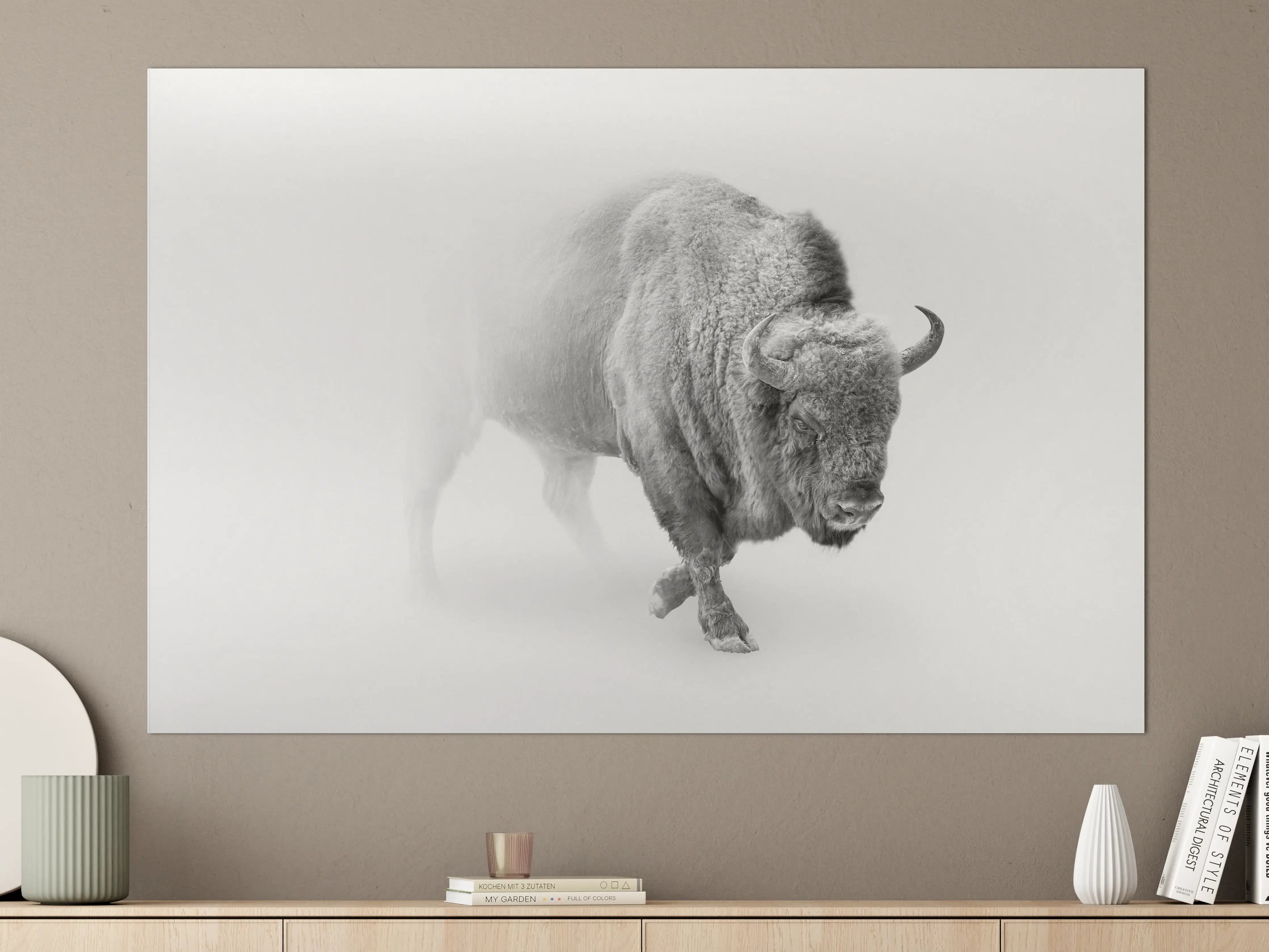 Große Wandbilder - Bison Graustufenbild