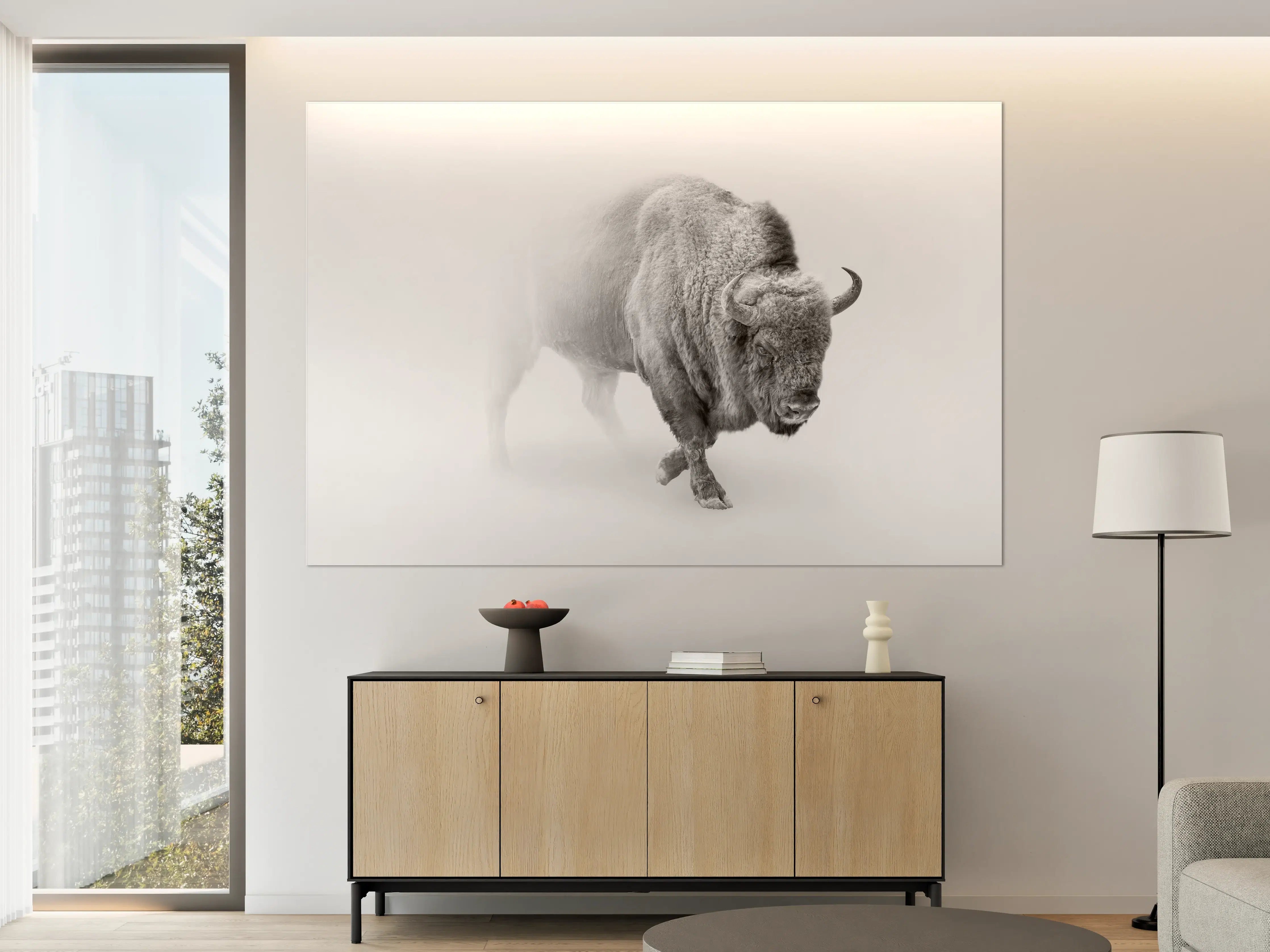 Große Wandbilder - Bison Graustufenbild