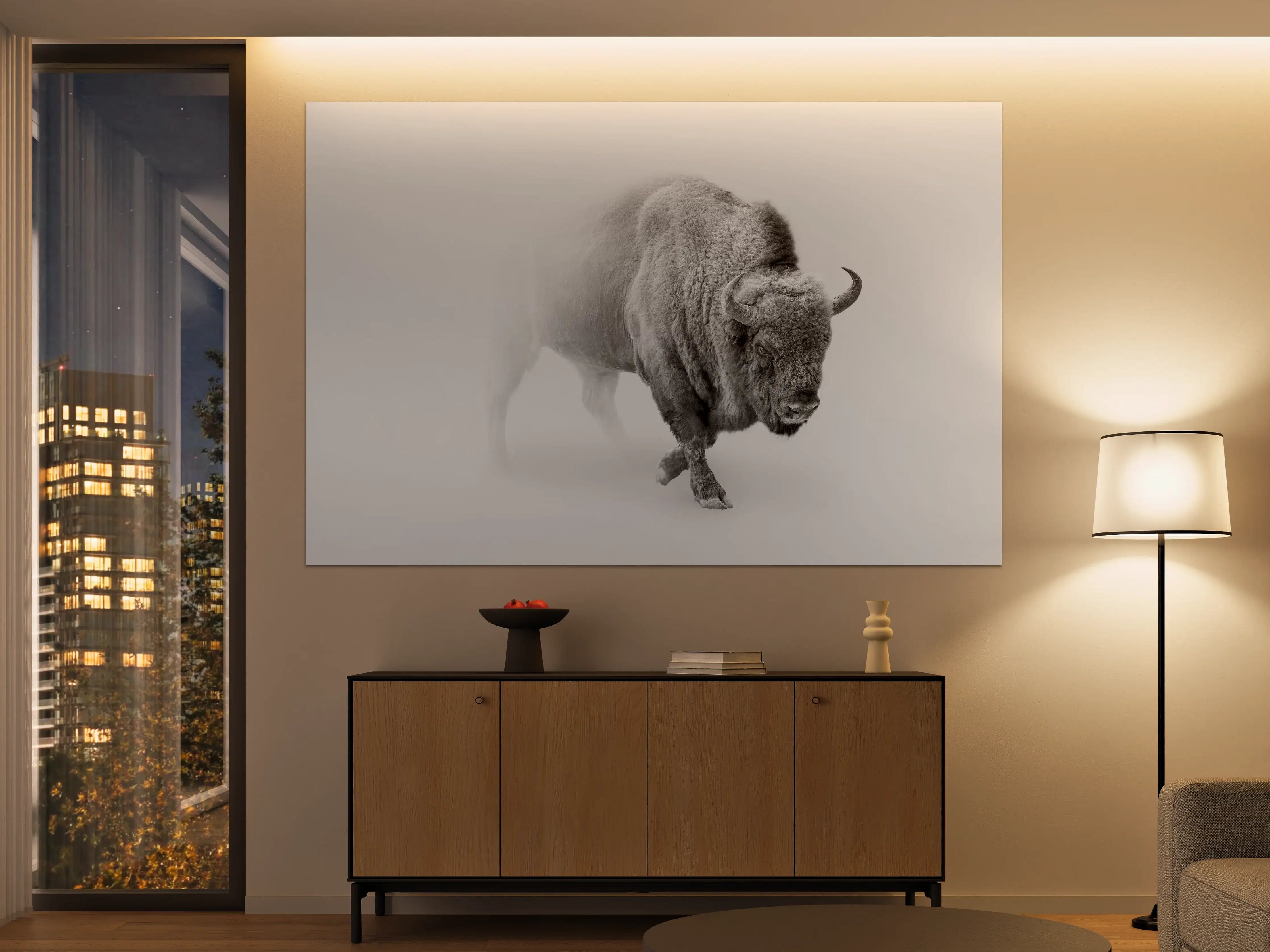 Große Wandbilder - Bison Graustufenbild