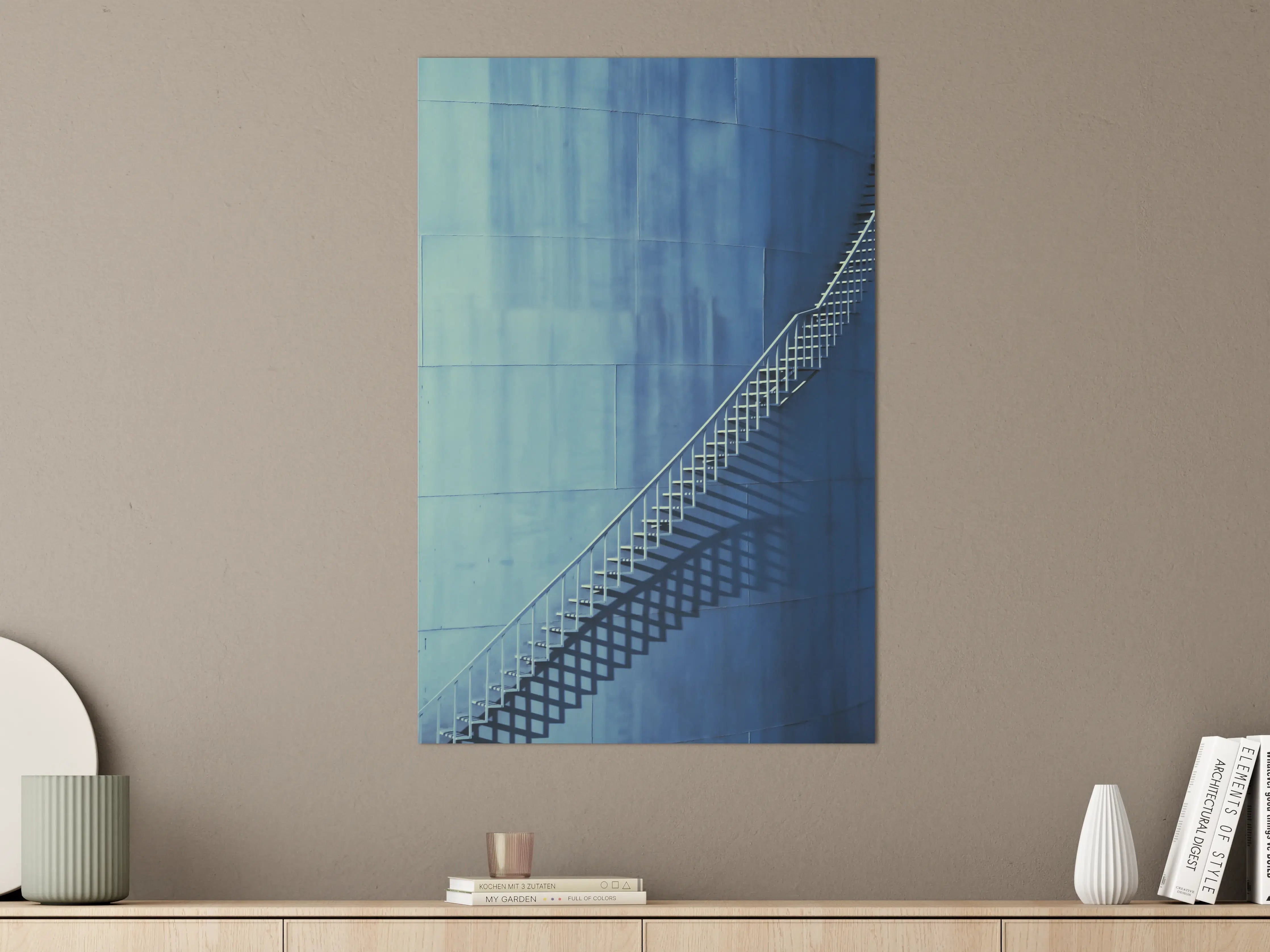 Große Wandbilder - Bläuliche Architektur - Treppen