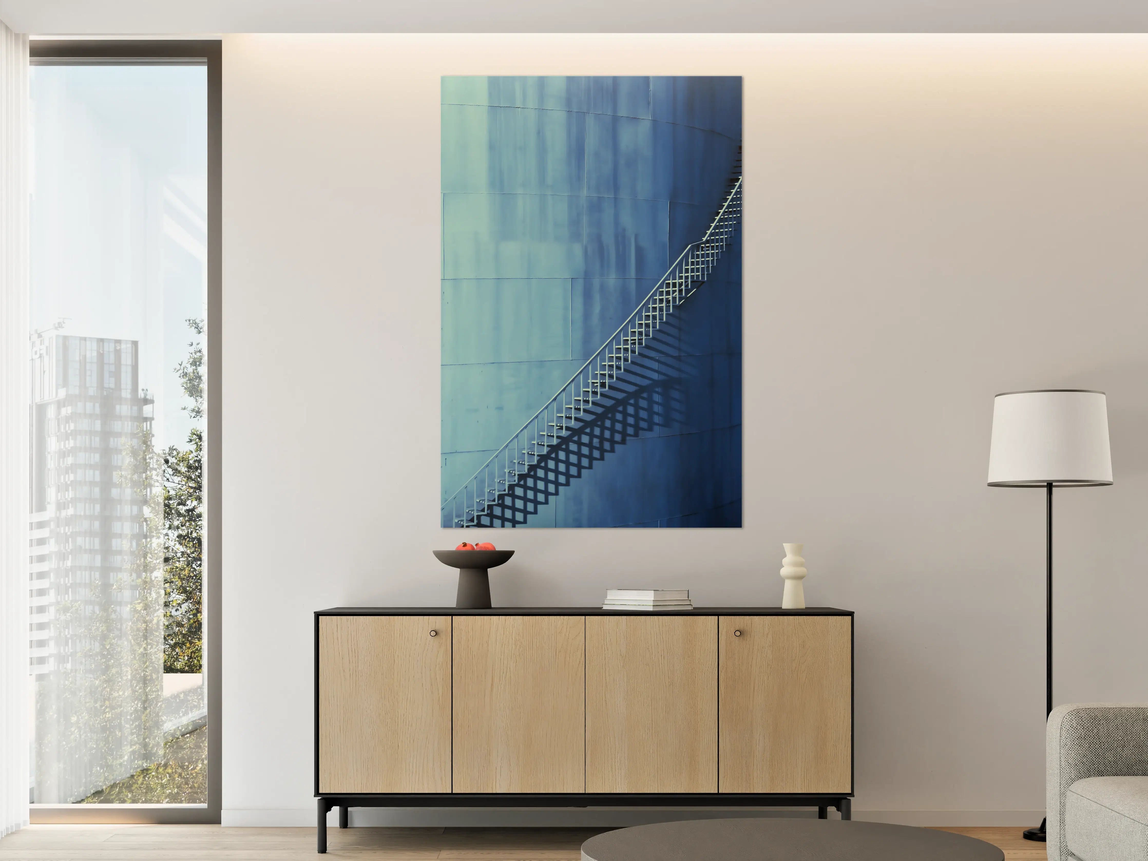 Große Wandbilder - Bläuliche Architektur - Treppen