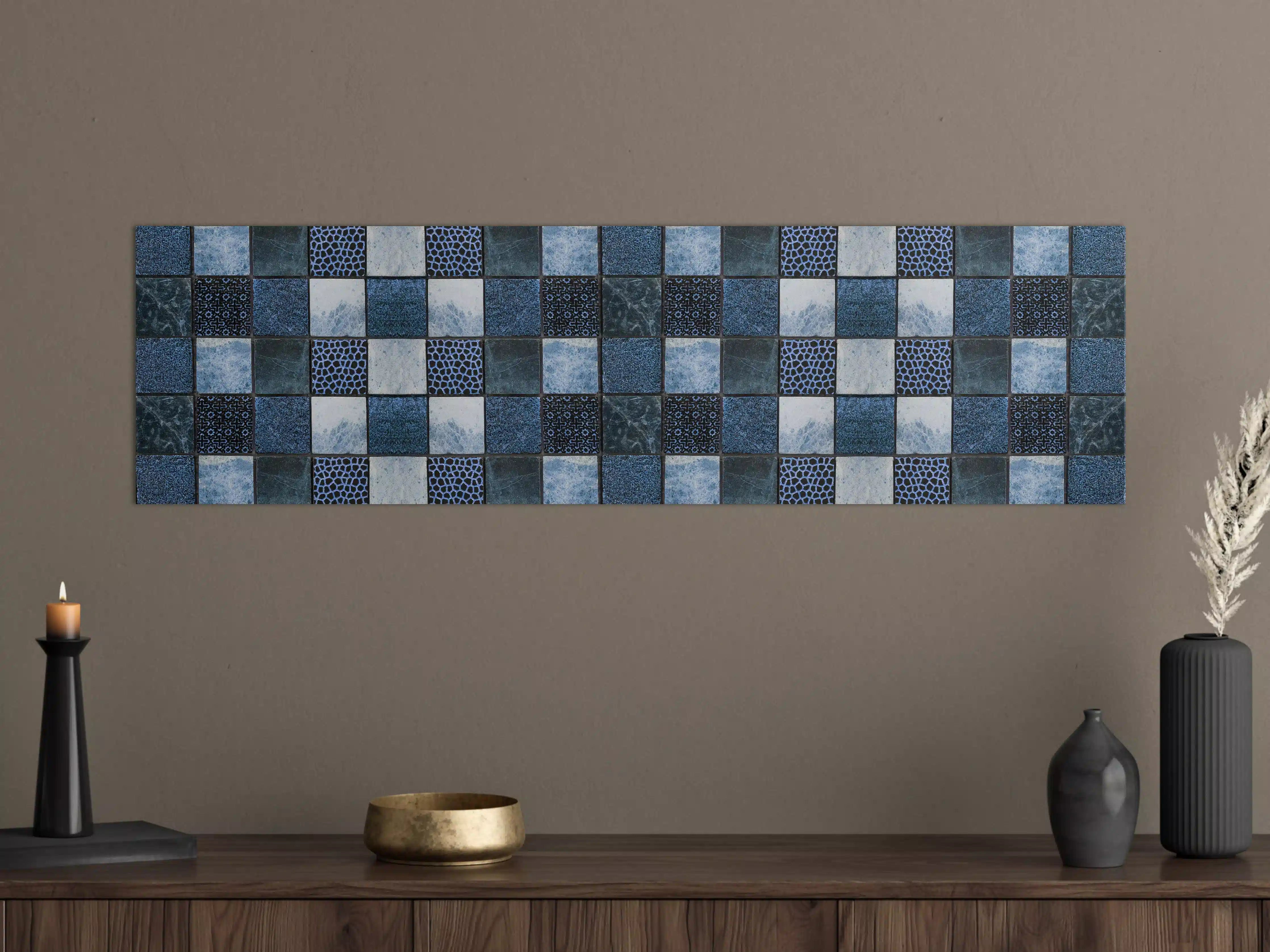 Große Wandbilder - Bläuliche quadratische Mosaiktextur