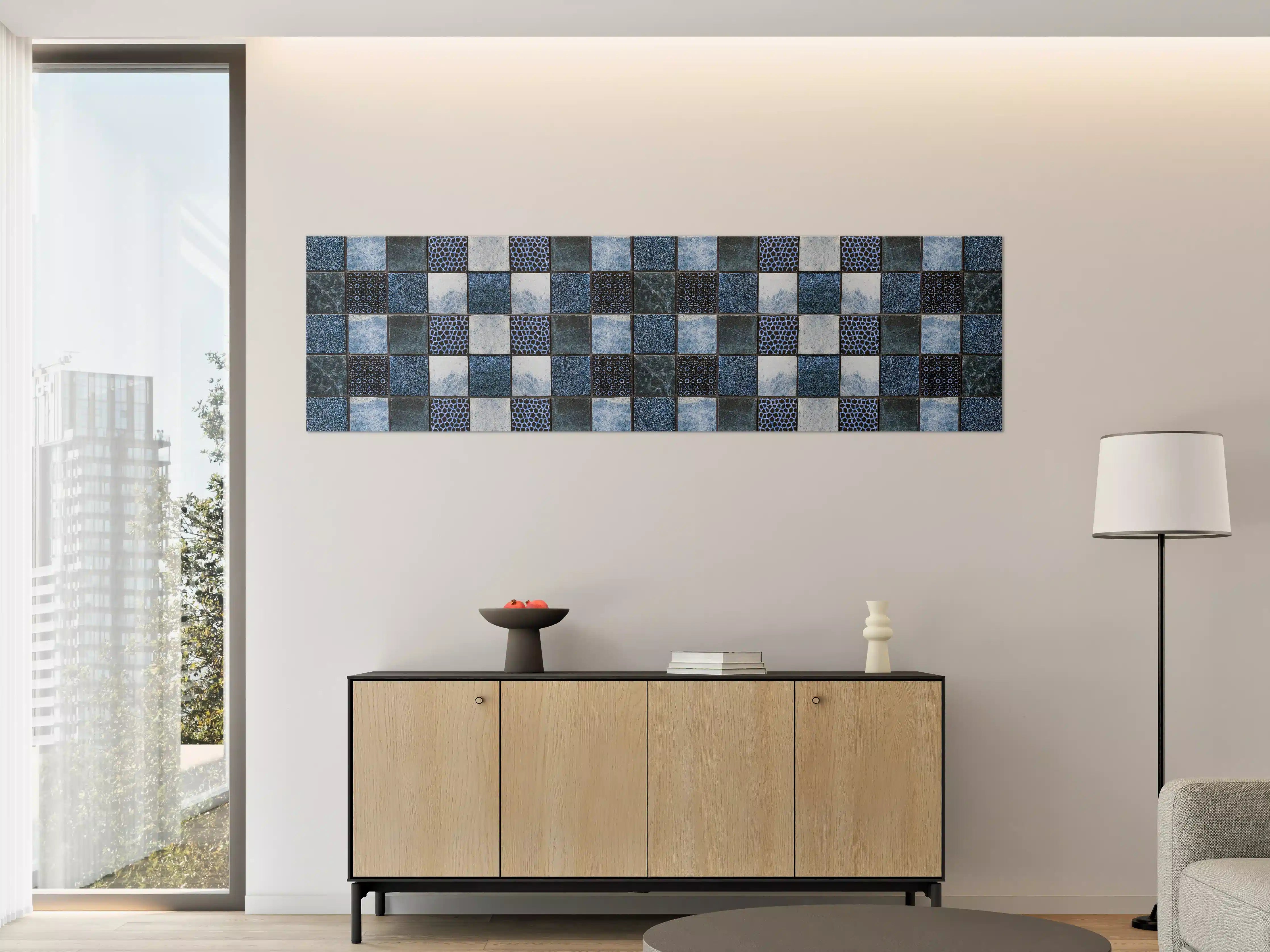 Große Wandbilder - Bläuliche quadratische Mosaiktextur