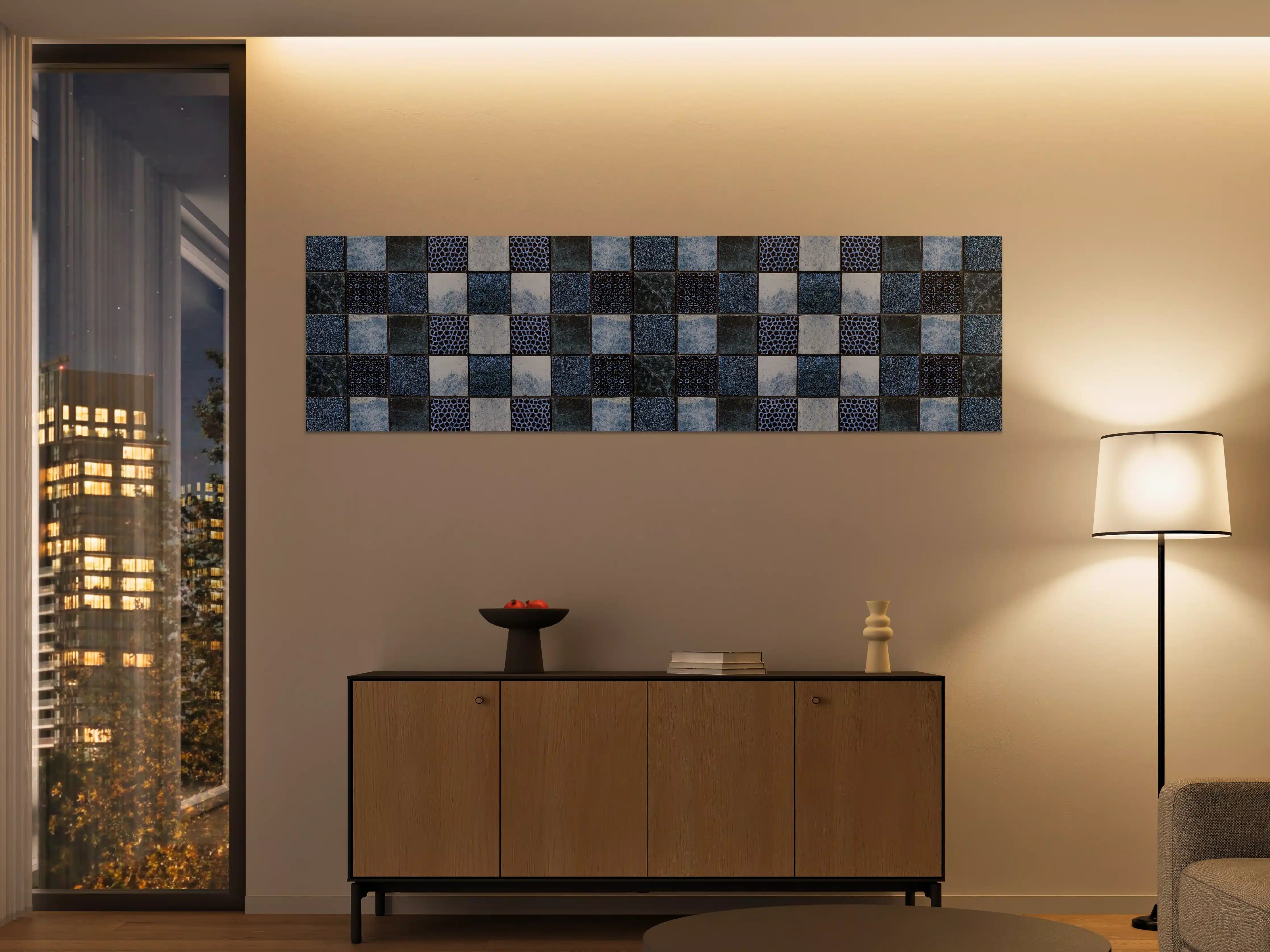 Große Wandbilder - Bläuliche quadratische Mosaiktextur