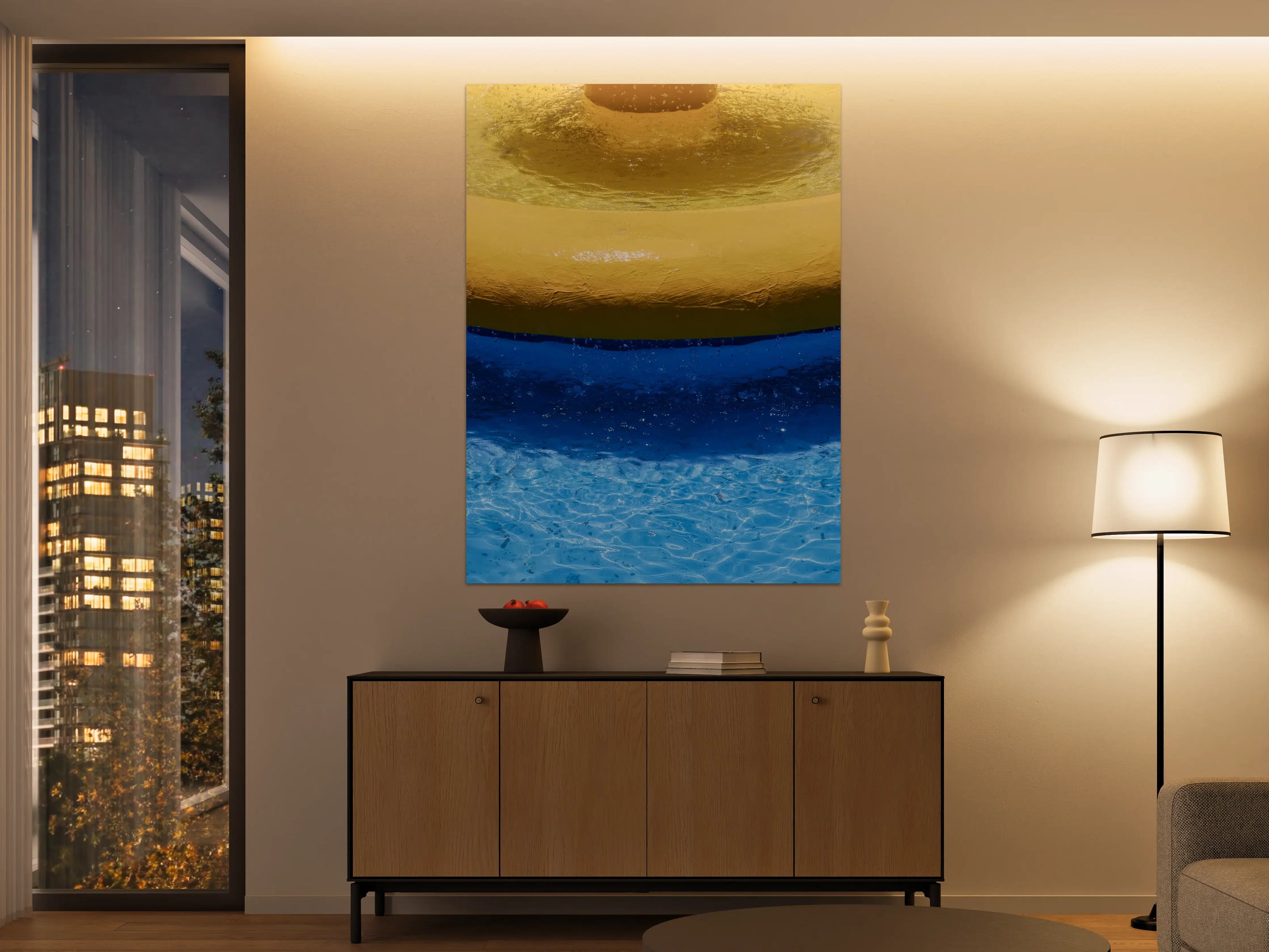 Große Wandbilder - Blau-Gelbes Pool-Design