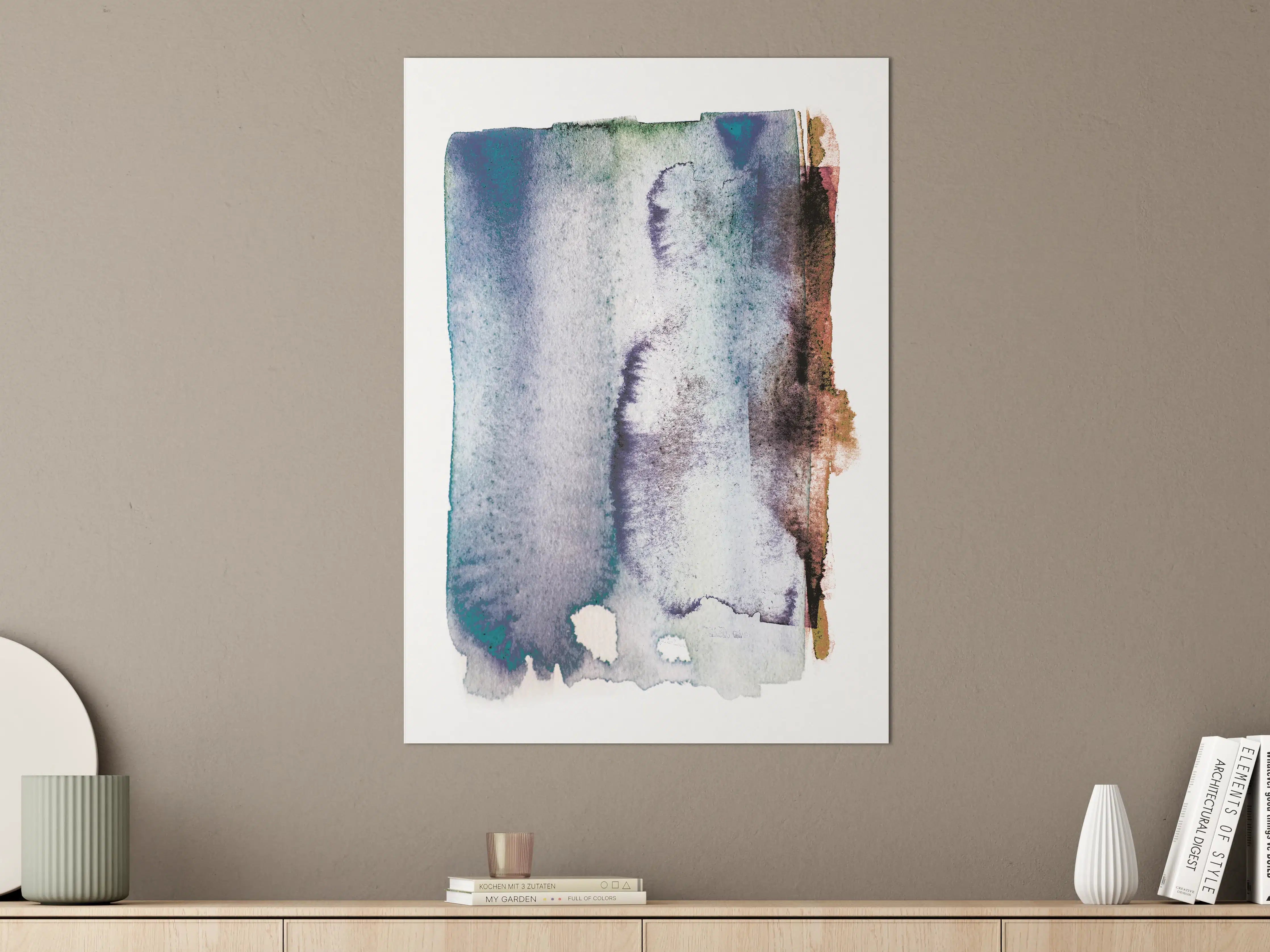 Große Wandbilder - Blau-Weiß Aquarell Kunst