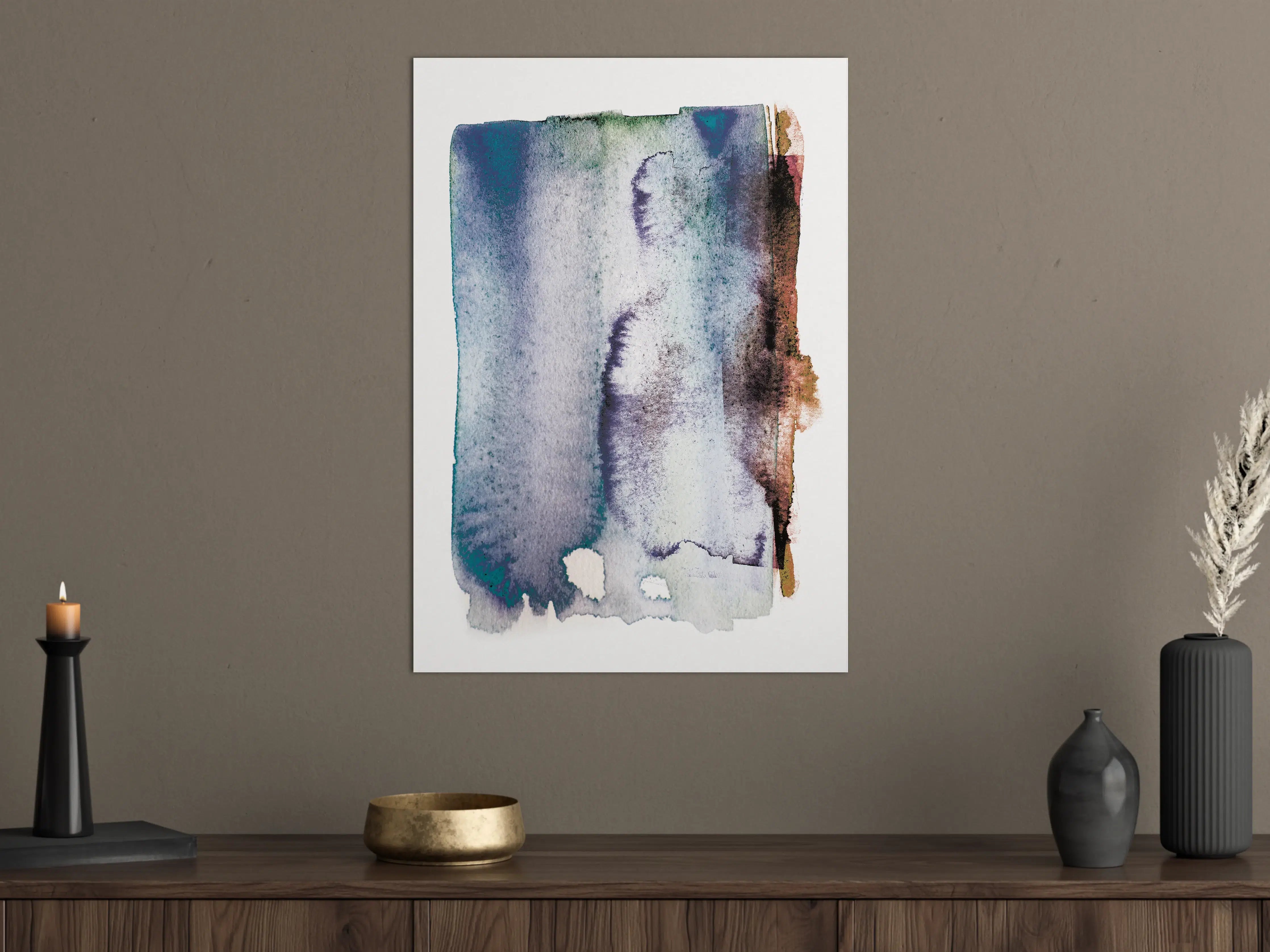 Große Wandbilder - Blau-Weiß Aquarell Kunst