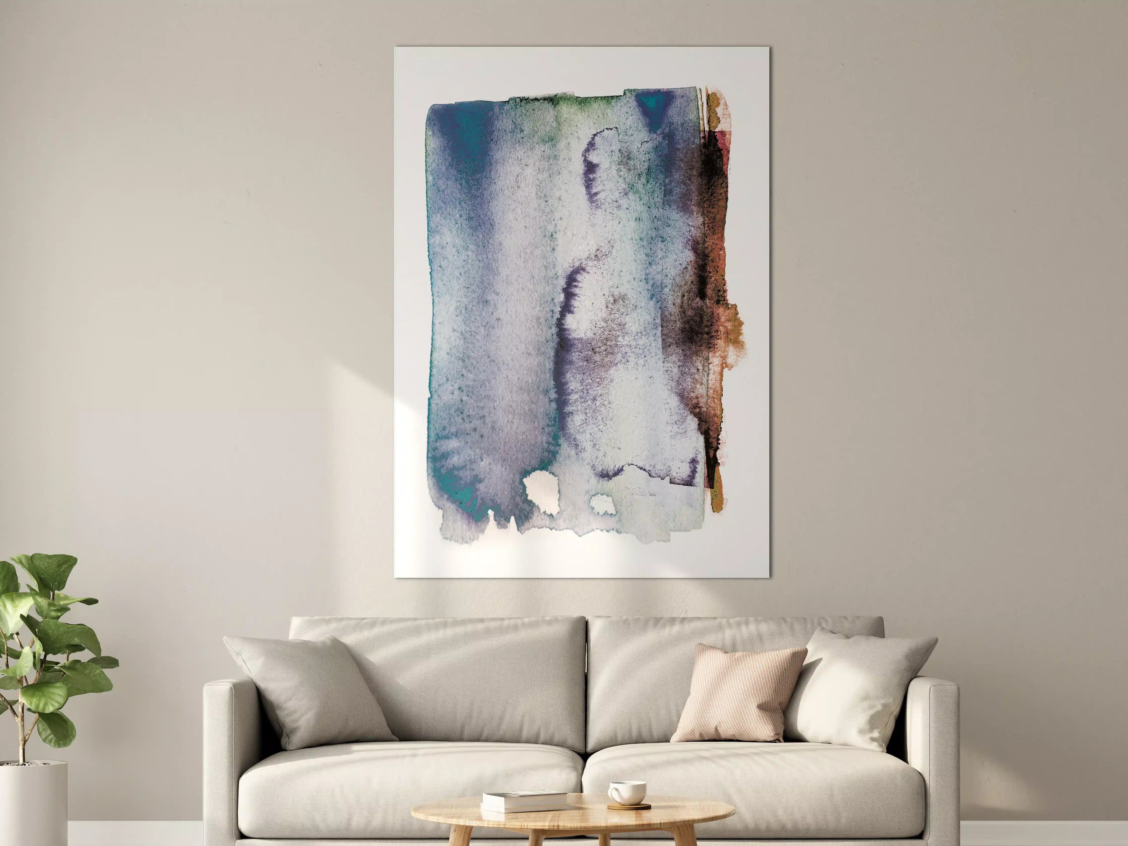 Große Wandbilder - Blau-Weiß Aquarell Kunst