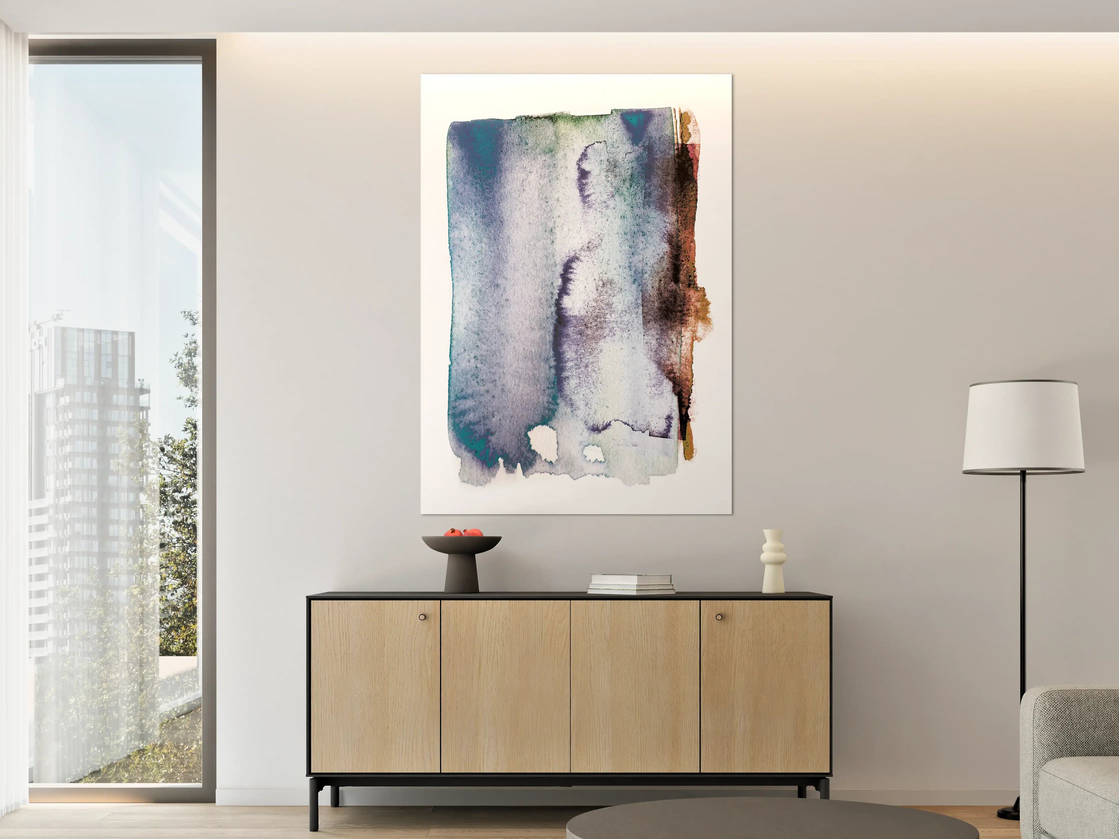 Große Wandbilder - Blau-Weiß Aquarell Kunst