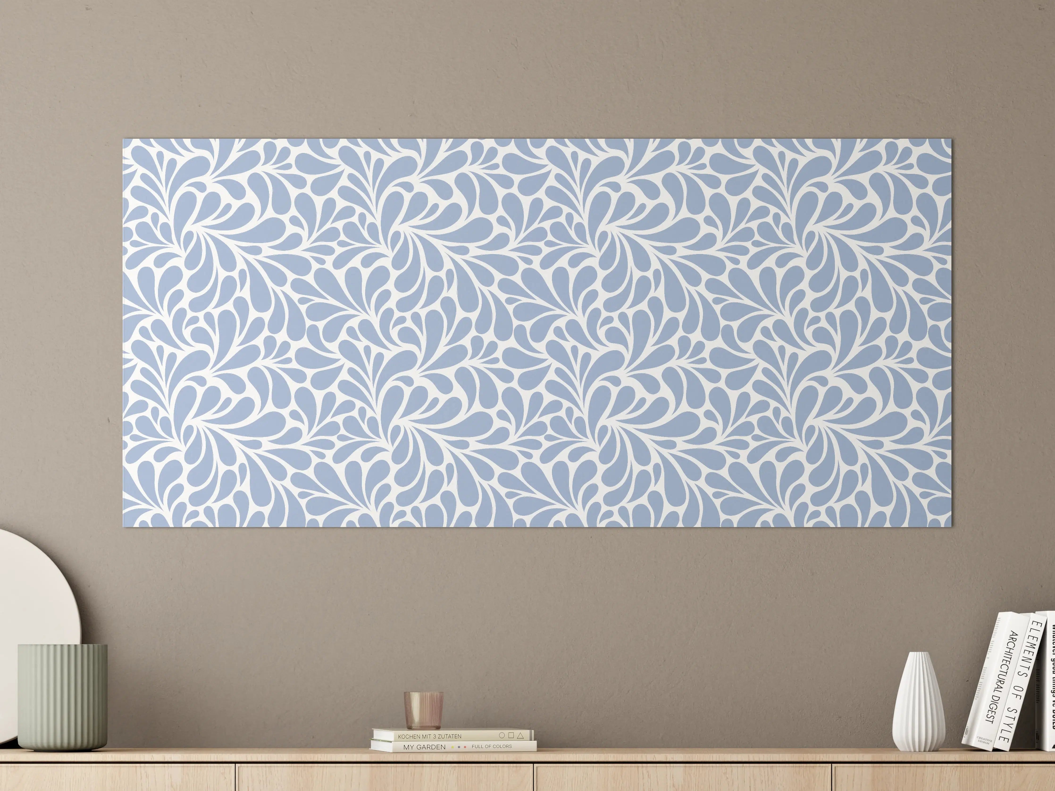 Große Wandbilder - Blau-Weiße Blumenmuster Wandbild