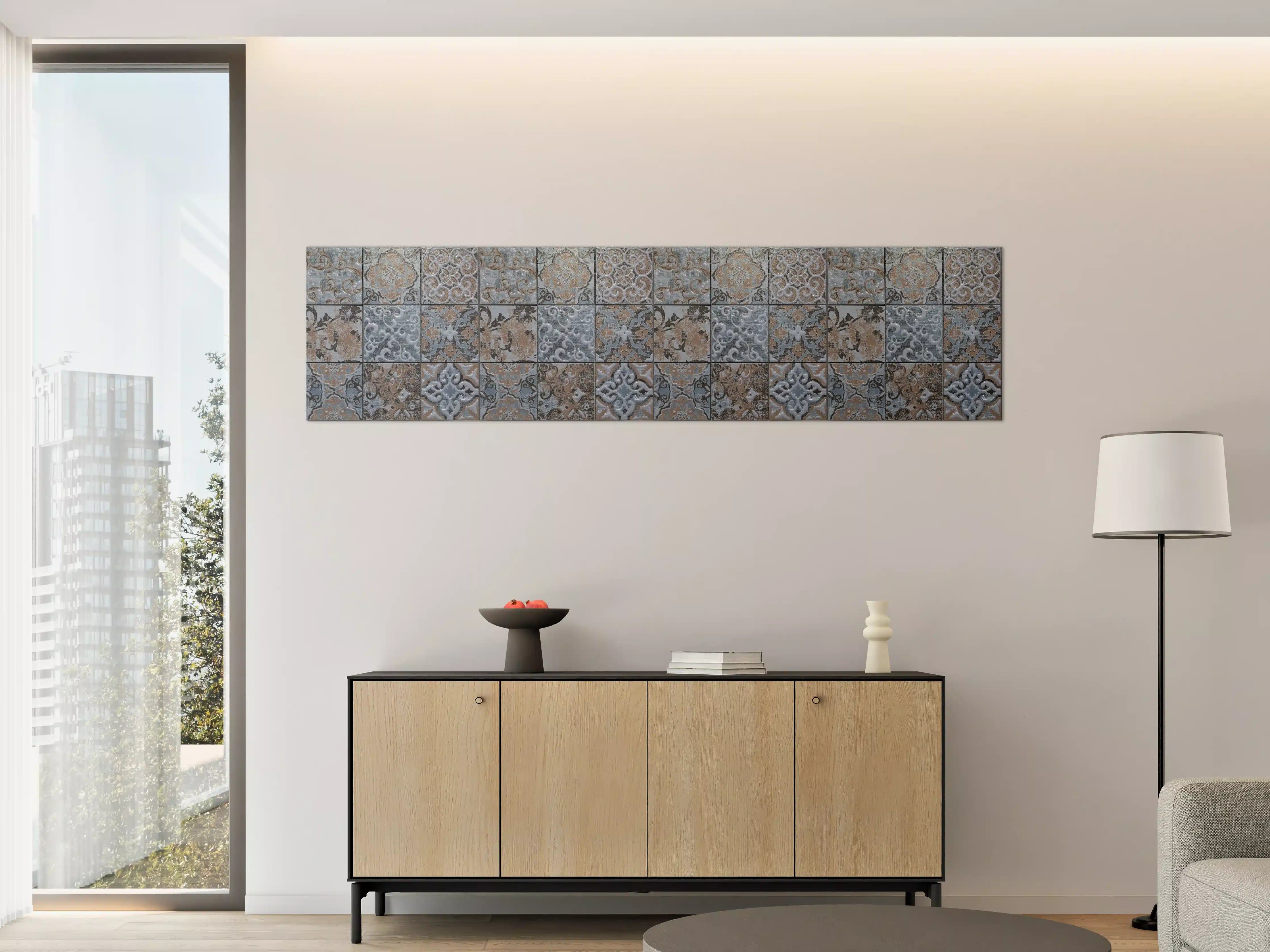Große Wandbilder - Blau geometrische Mosaik Fliesen