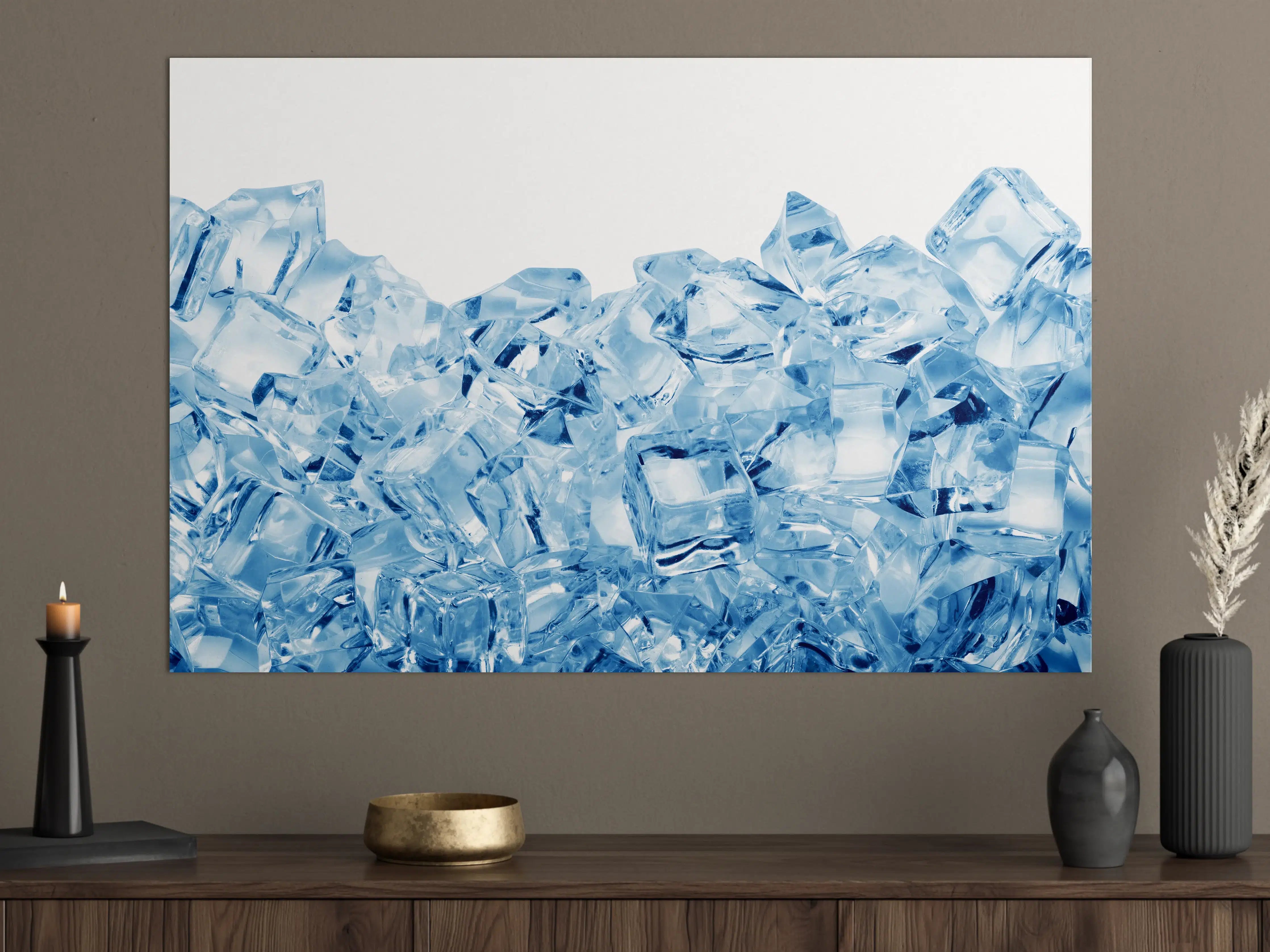 Große Wandbilder - Blau kristallklarer Eiswürfel
