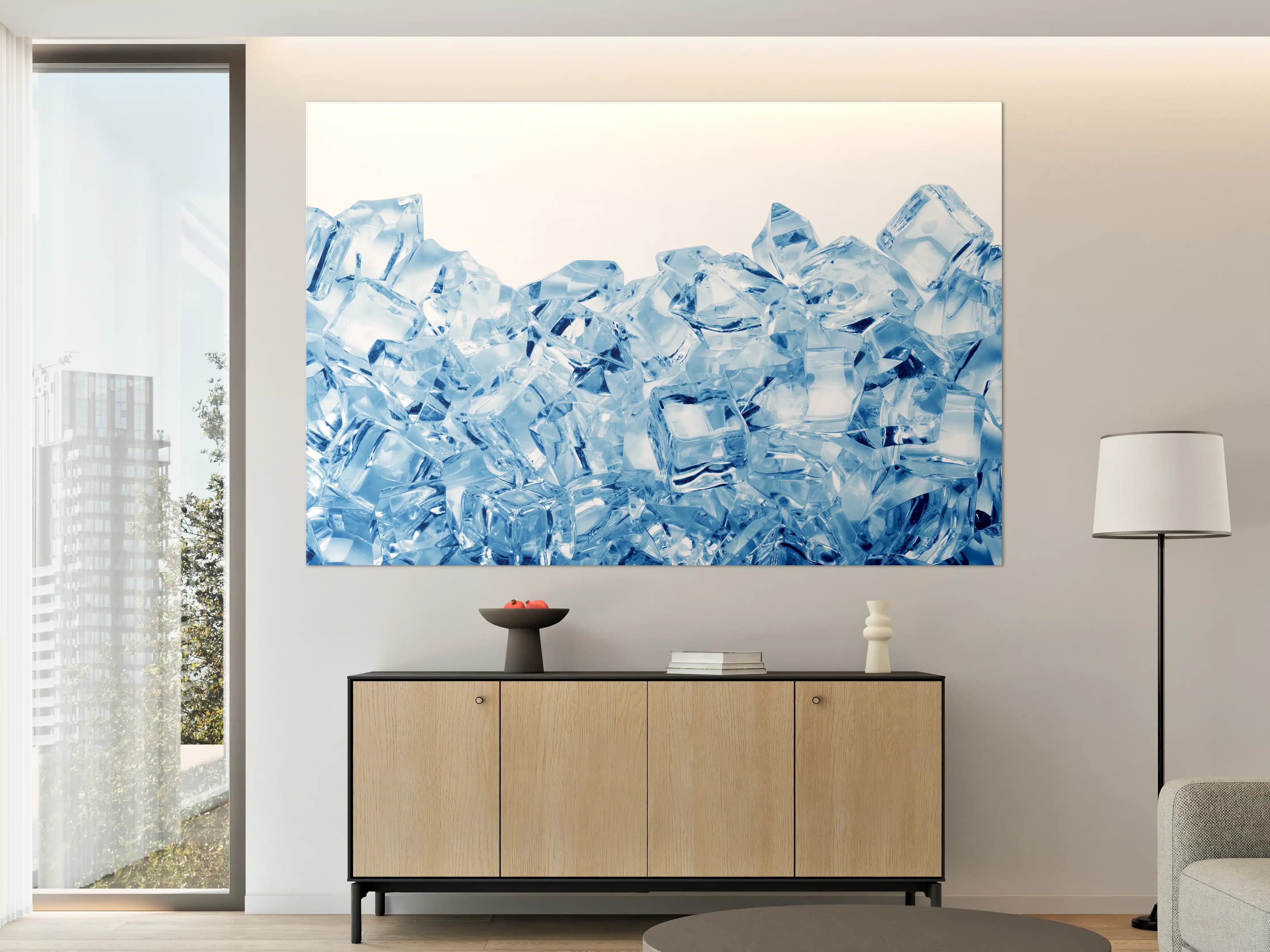 Große Wandbilder - Blau kristallklarer Eiswürfel