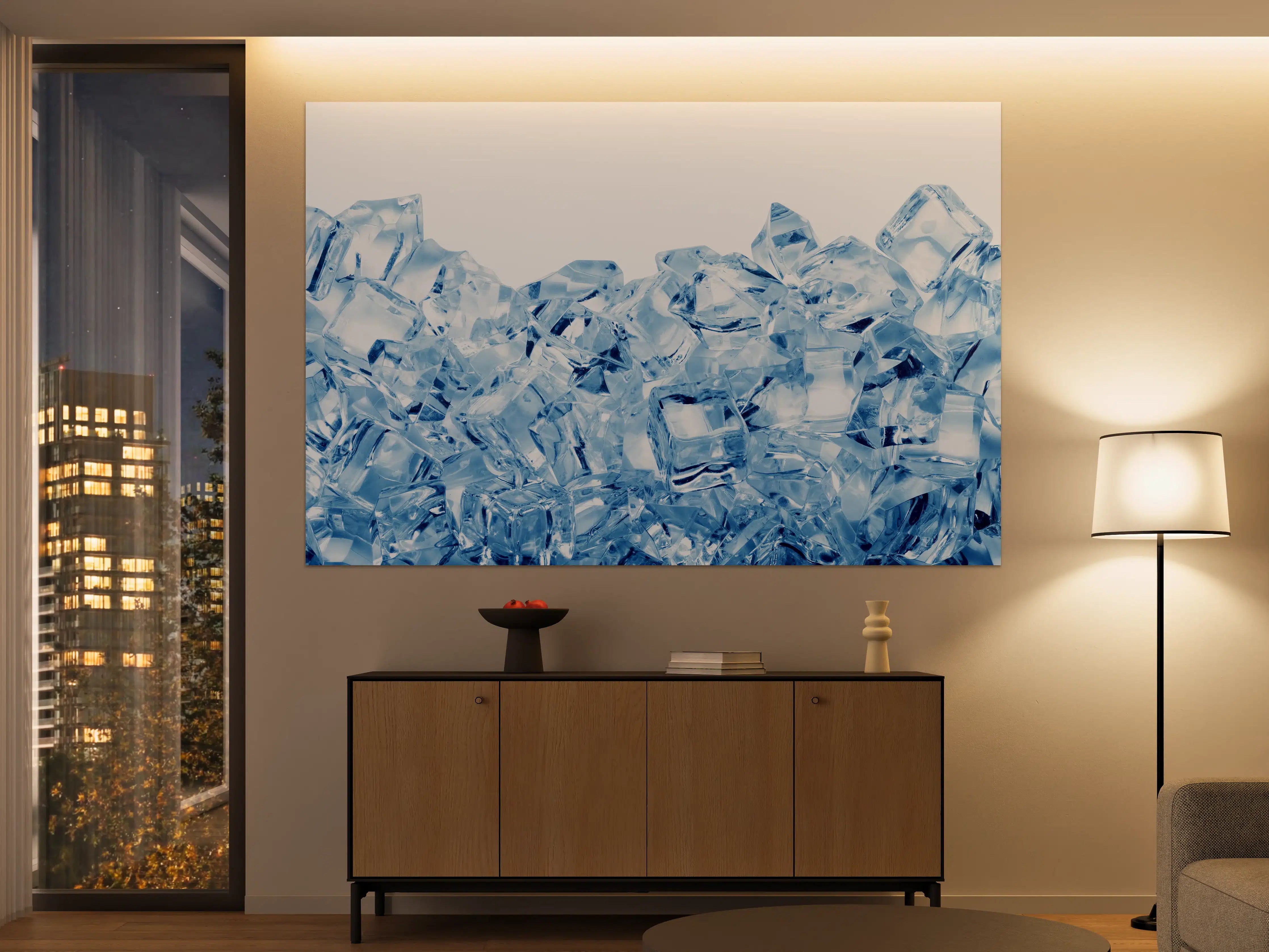 Große Wandbilder - Blau kristallklarer Eiswürfel