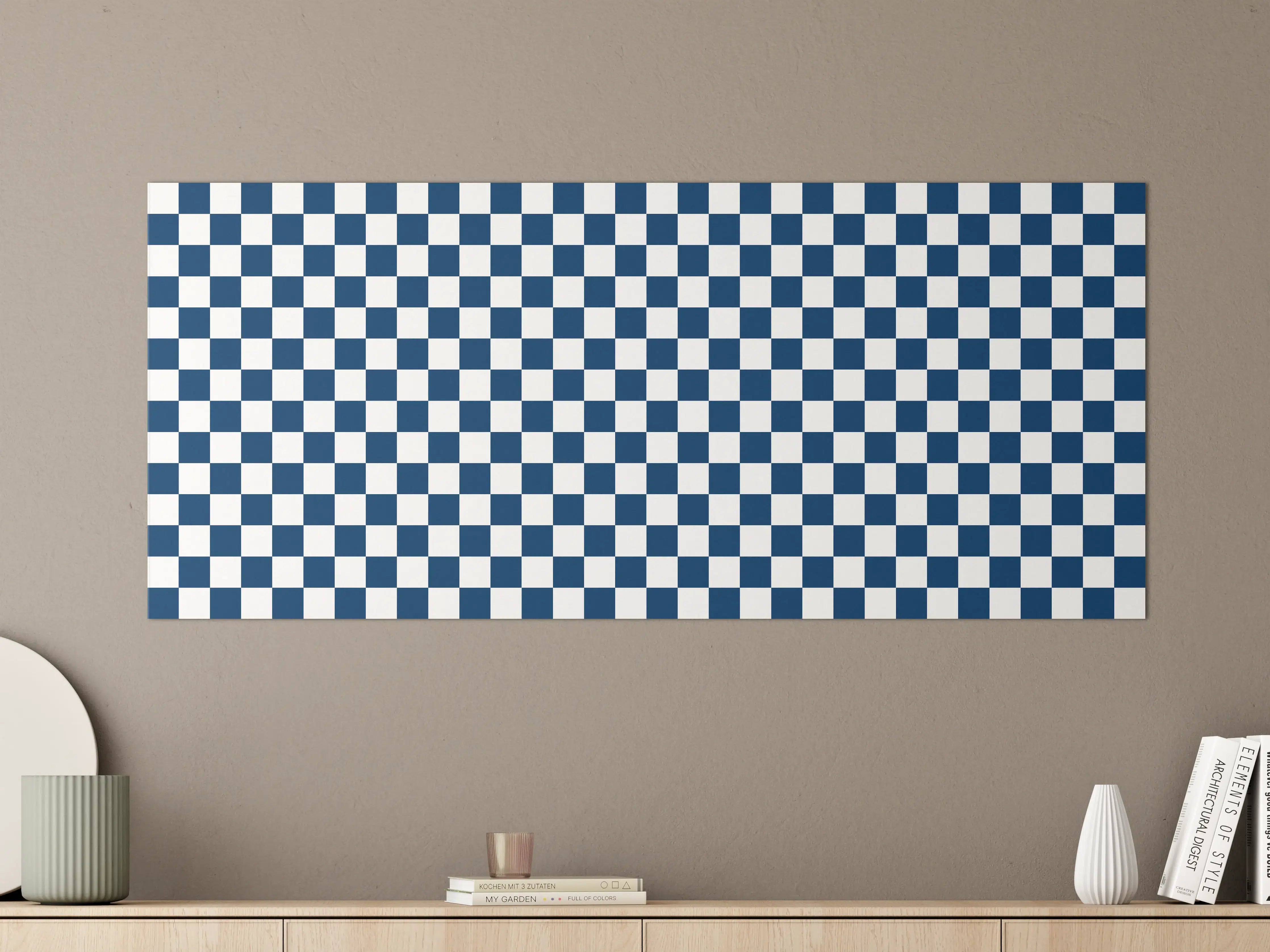 Große Wandbilder - Blau-weiße Karomuster Wandbild