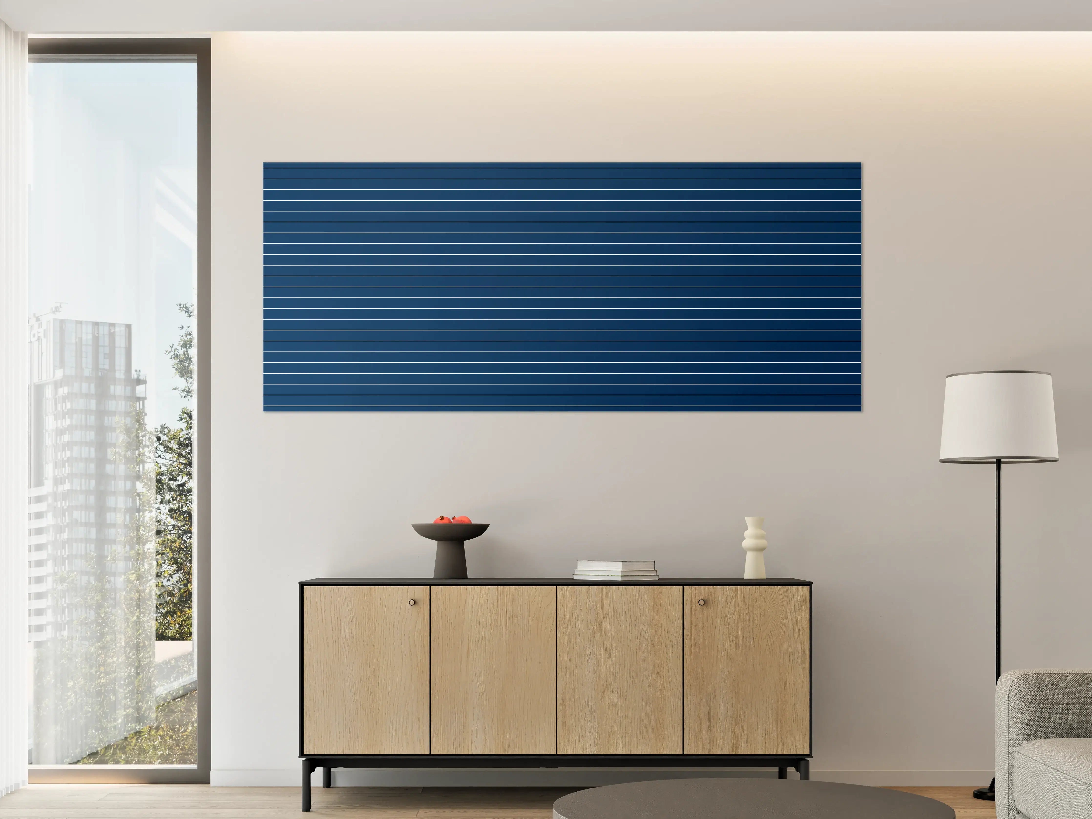 Große Wandbilder - Blau-weiße Linienstruktur