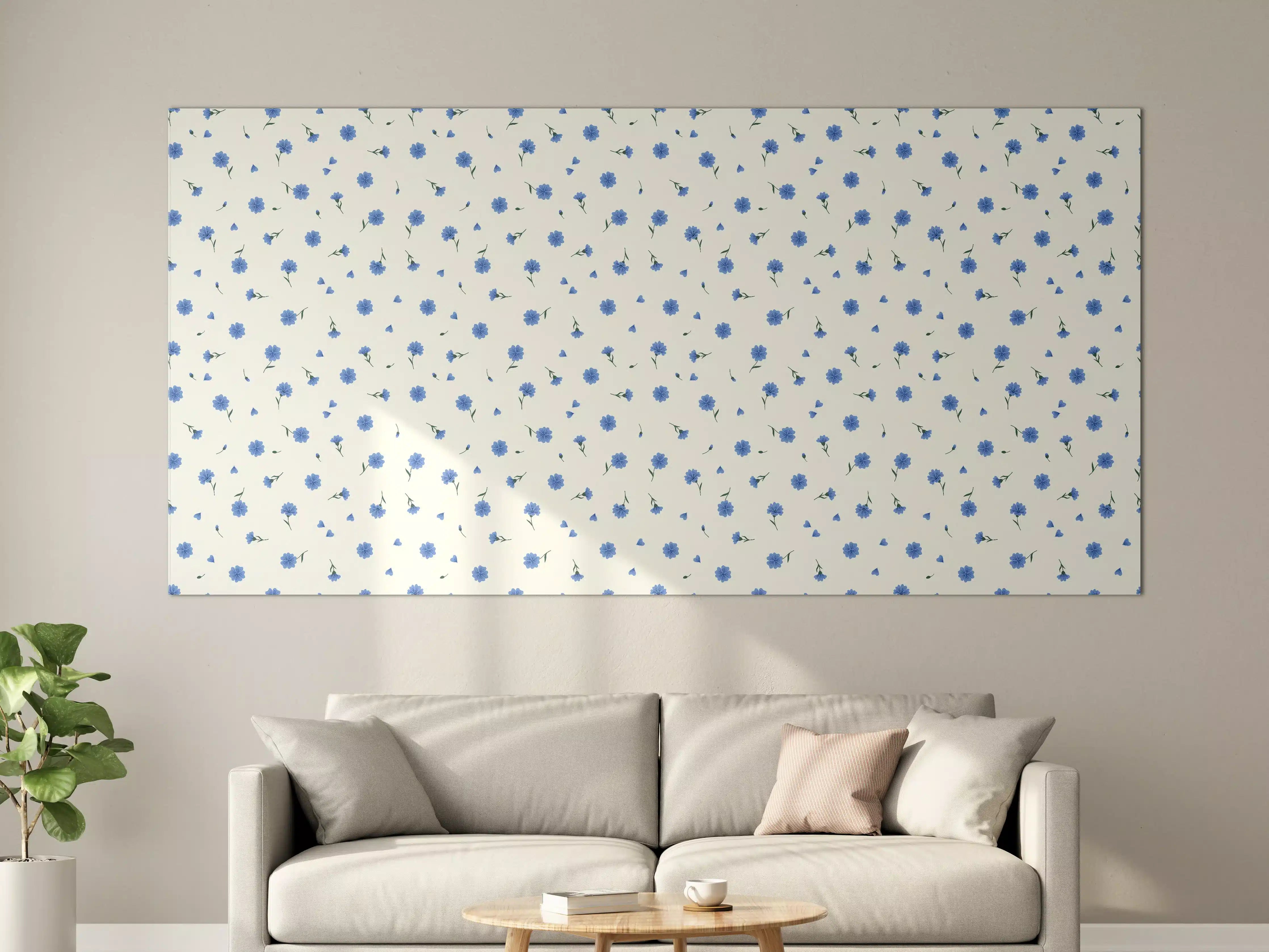 Große Wandbilder - Blau-weiße Punkte auf hellem Hintergrund