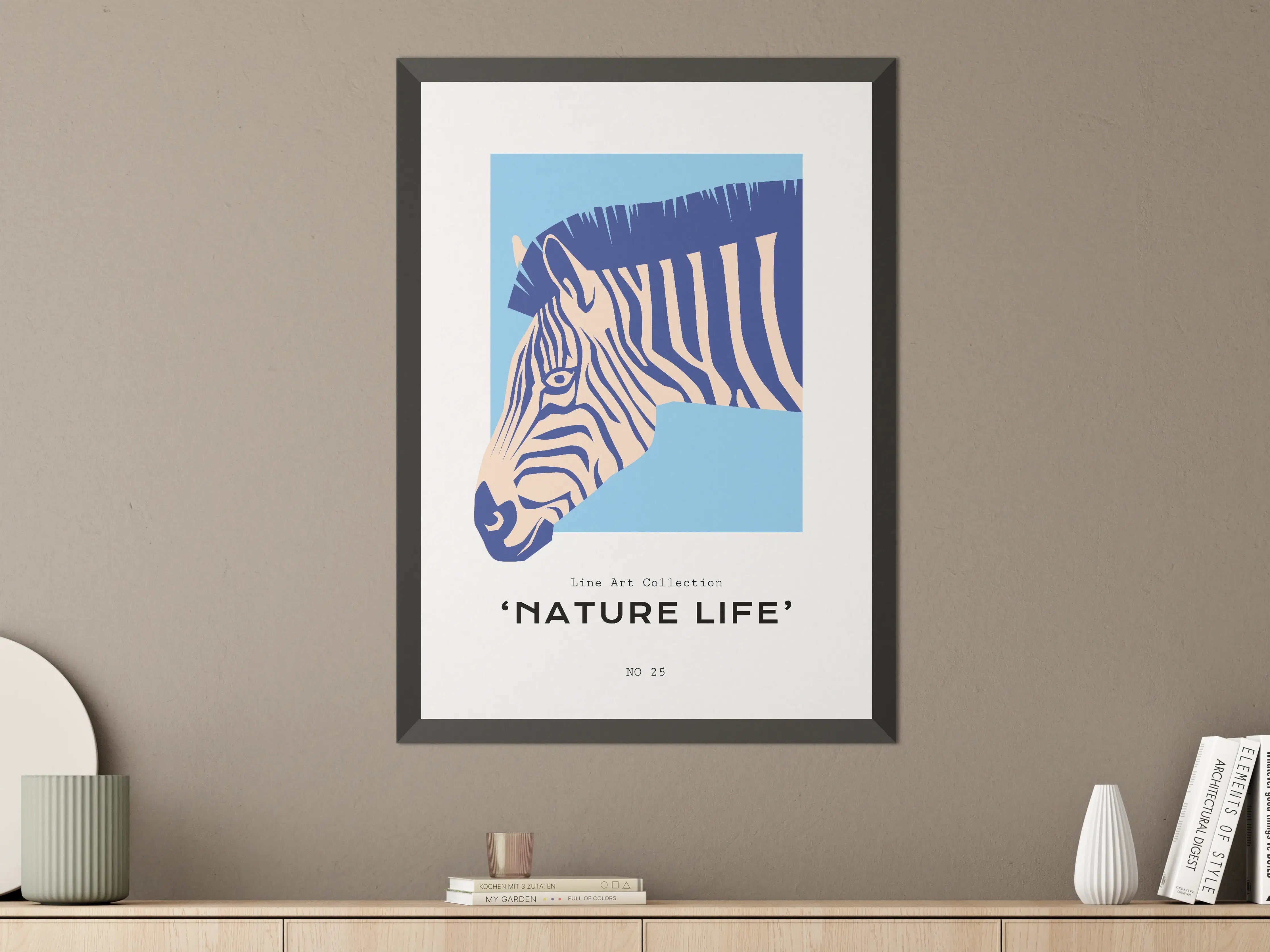 Große Wandbilder - Blau-weiße Zebra-Illustration