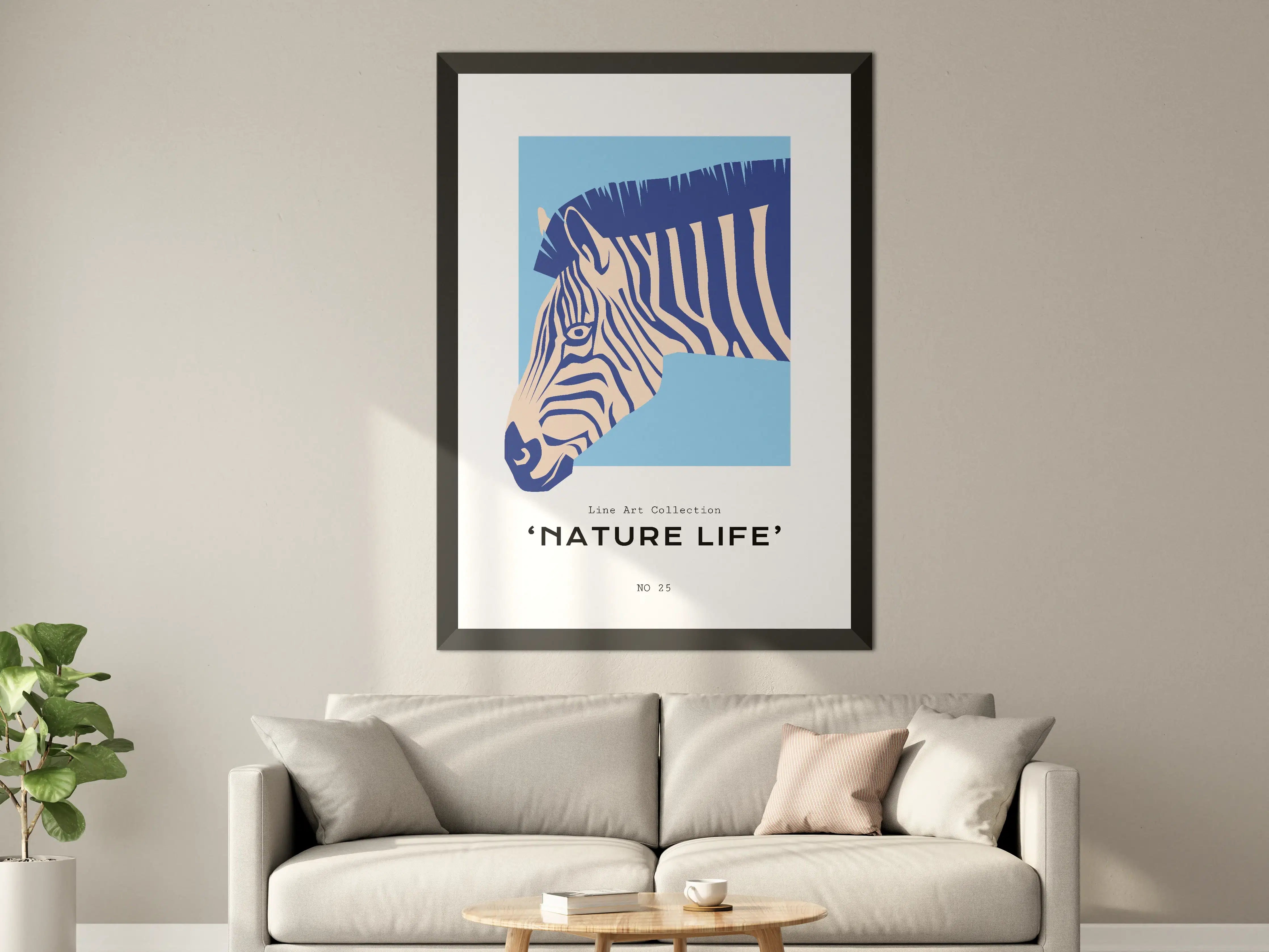 Große Wandbilder - Blau-weiße Zebra-Illustration