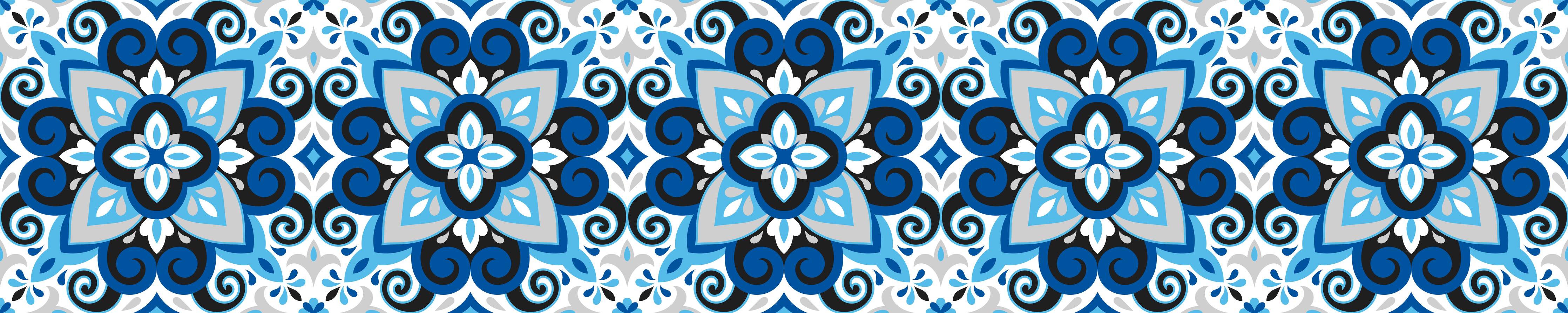 Große Wandbilder-Blau-weißes Musterdesign mit subtilen Grautönen