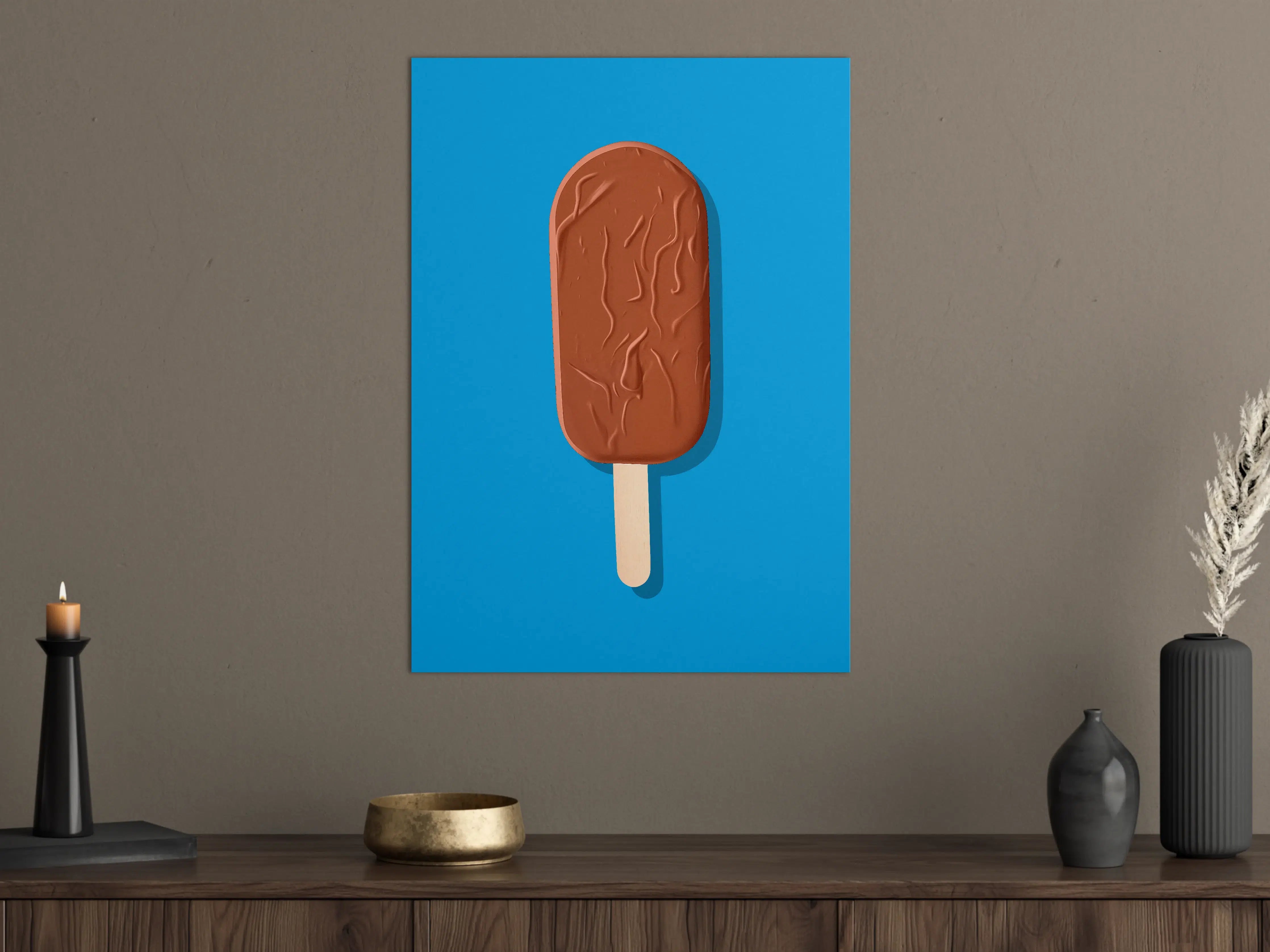 Große Wandbilder - Blaue Eiswaffel mit Schokoladenglasur