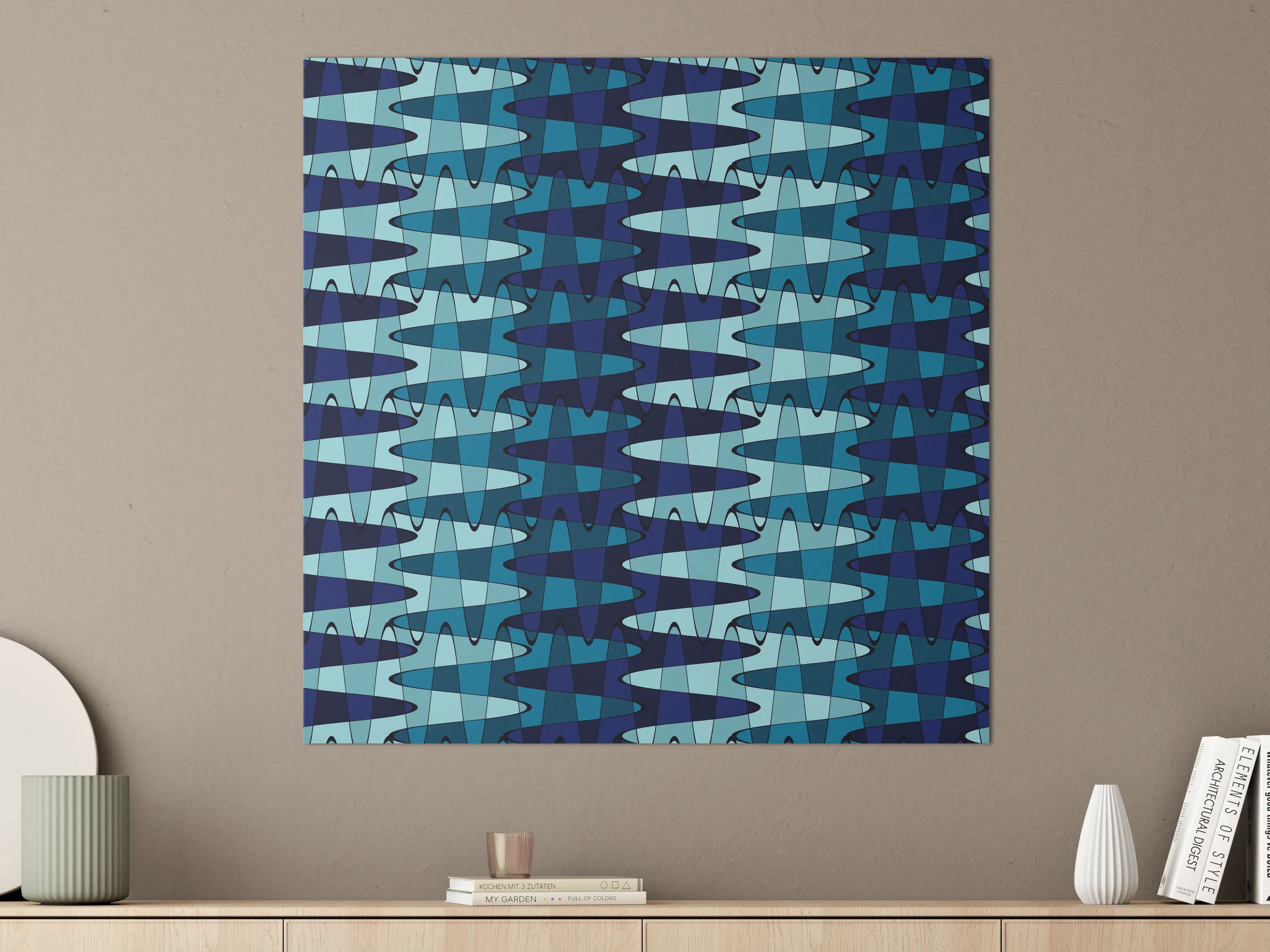 Große Wandbilder - Blaue Geo-Pattern Wandbild