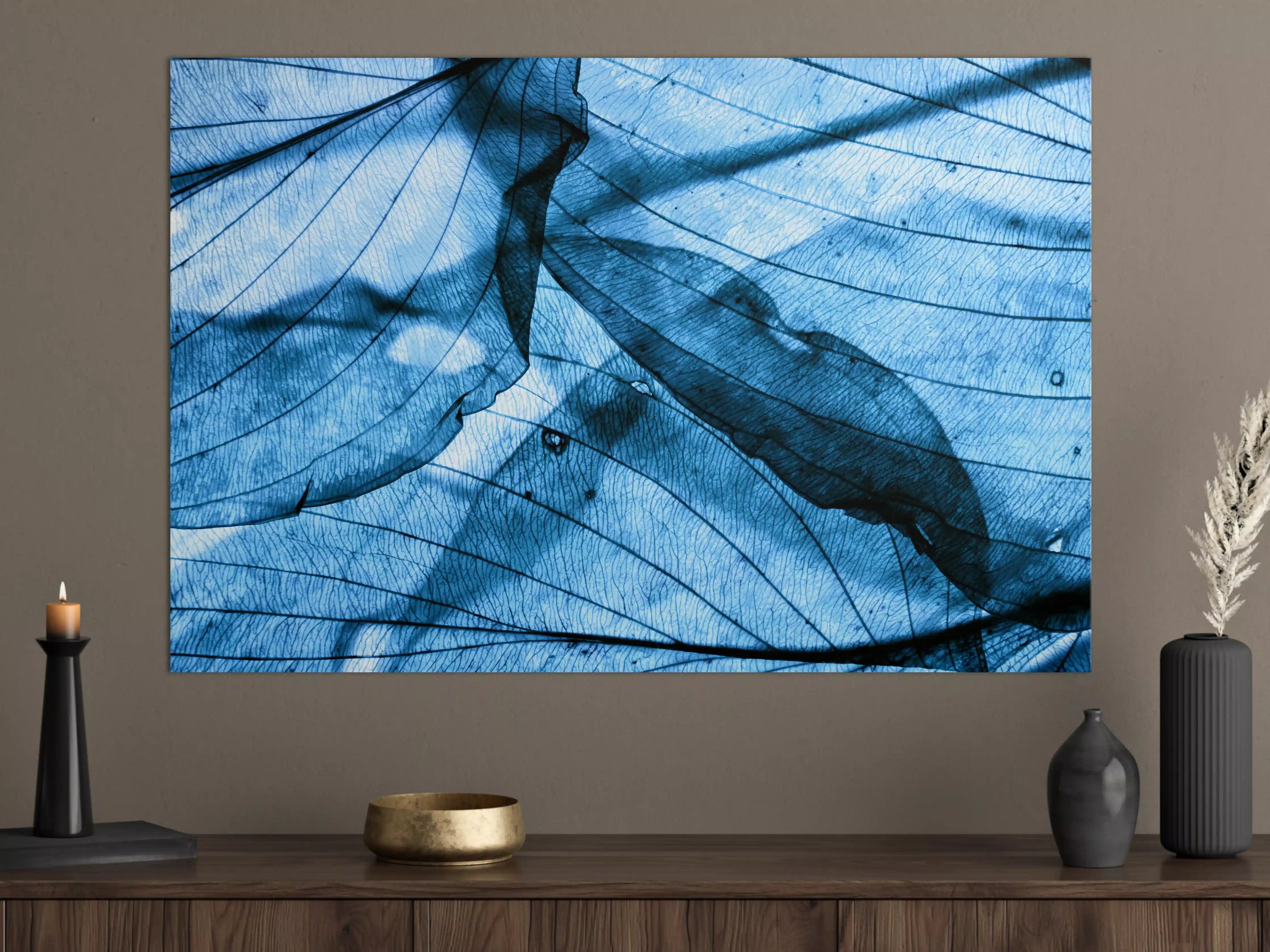 Große Wandbilder - Blaue Herbstlaub-Makrotextur