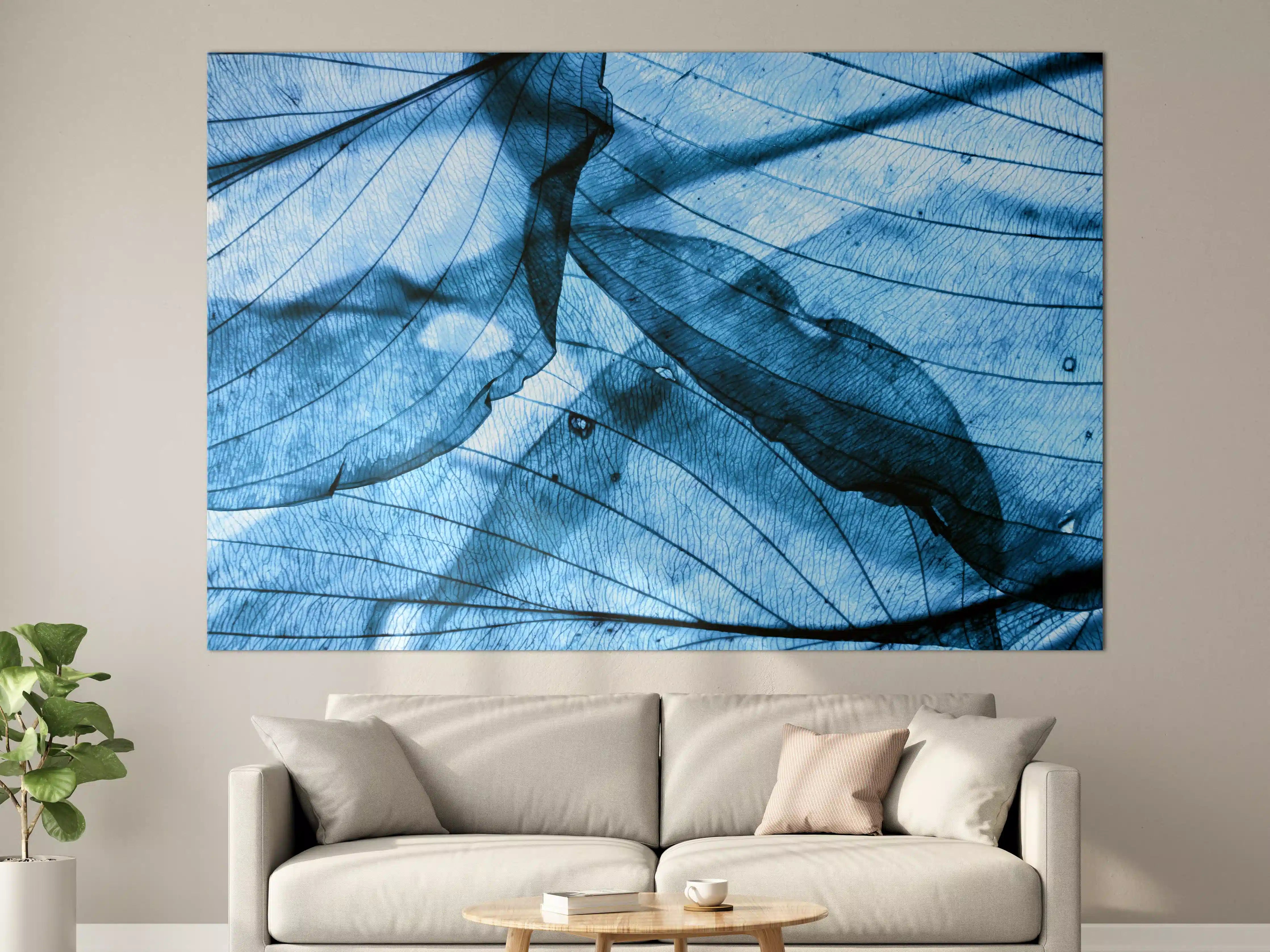 Große Wandbilder - Blaue Herbstlaub-Makrotextur