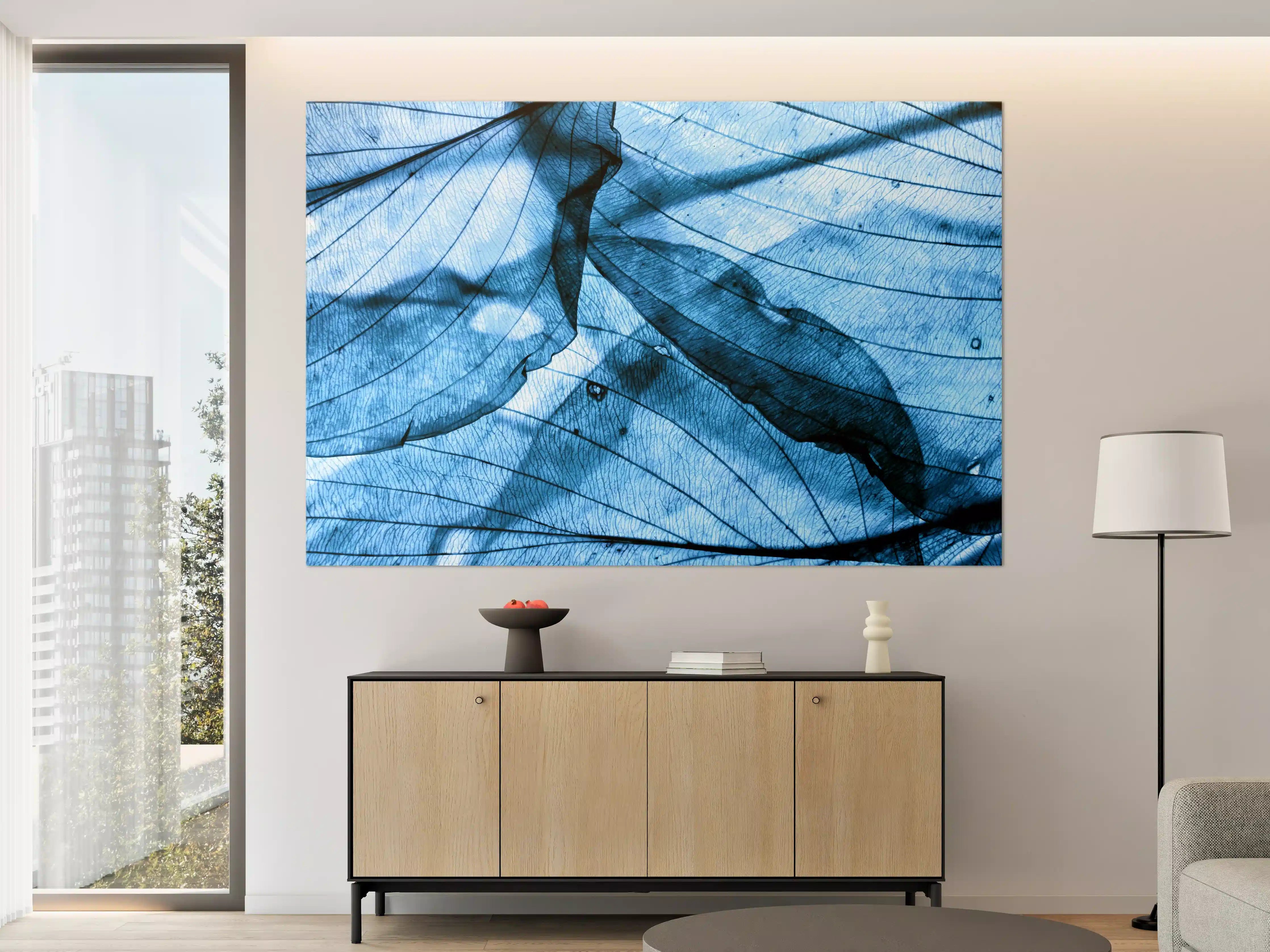 Große Wandbilder - Blaue Herbstlaub-Makrotextur