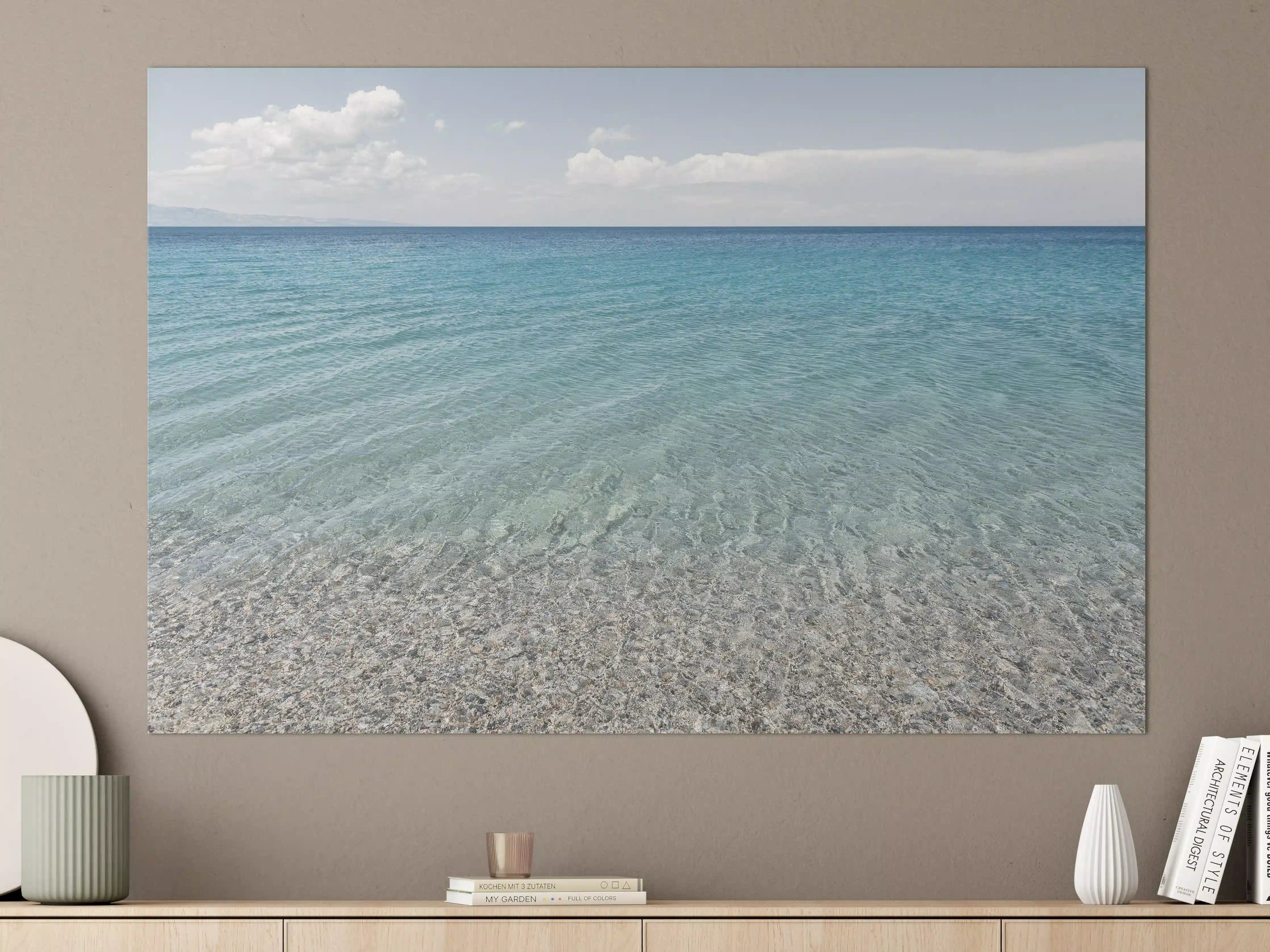 Große Wandbilder - Blaue Meeresbucht mit Sandstrand