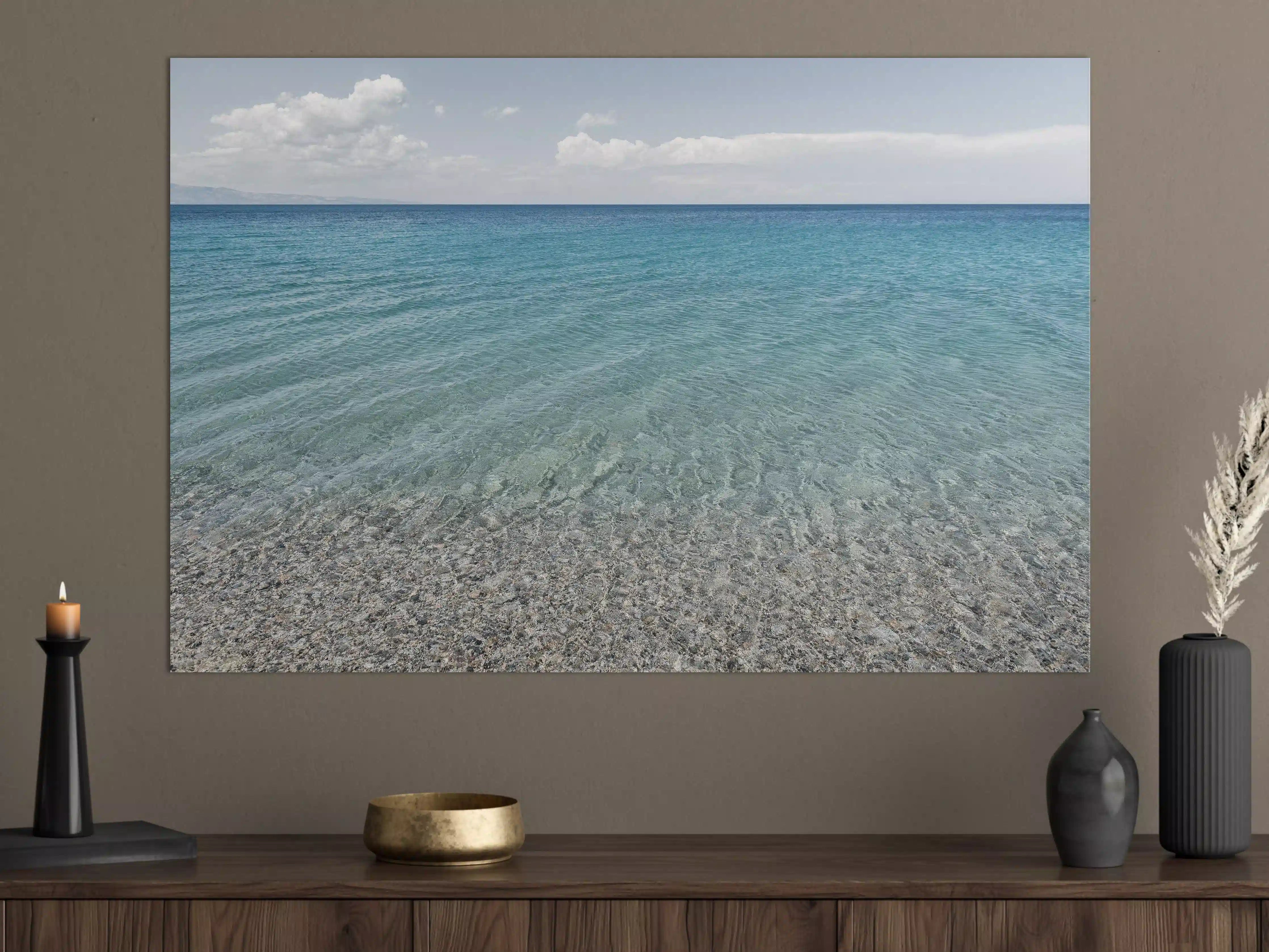 Große Wandbilder - Blaue Meeresbucht mit Sandstrand