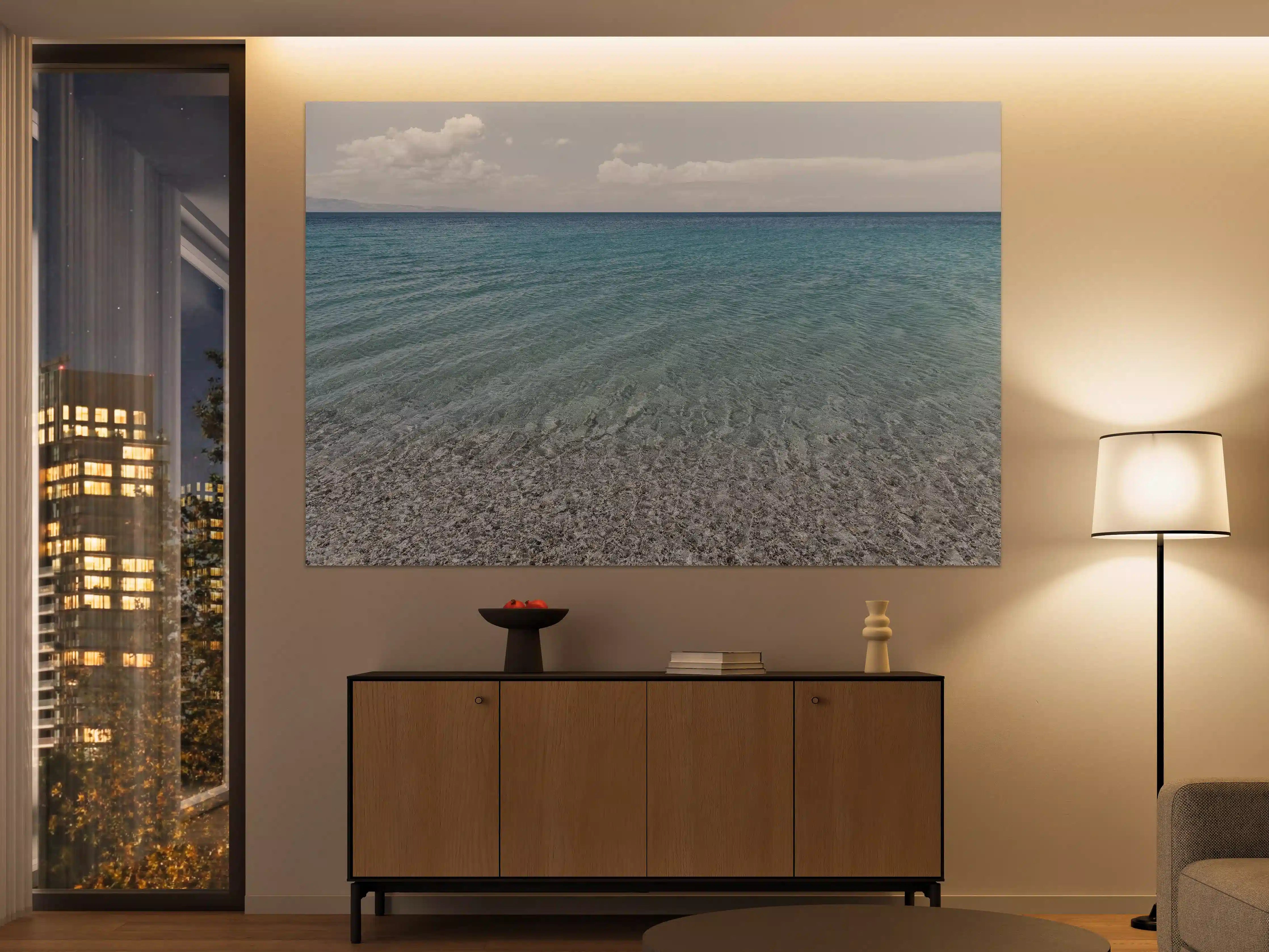 Große Wandbilder - Blaue Meeresbucht mit Sandstrand