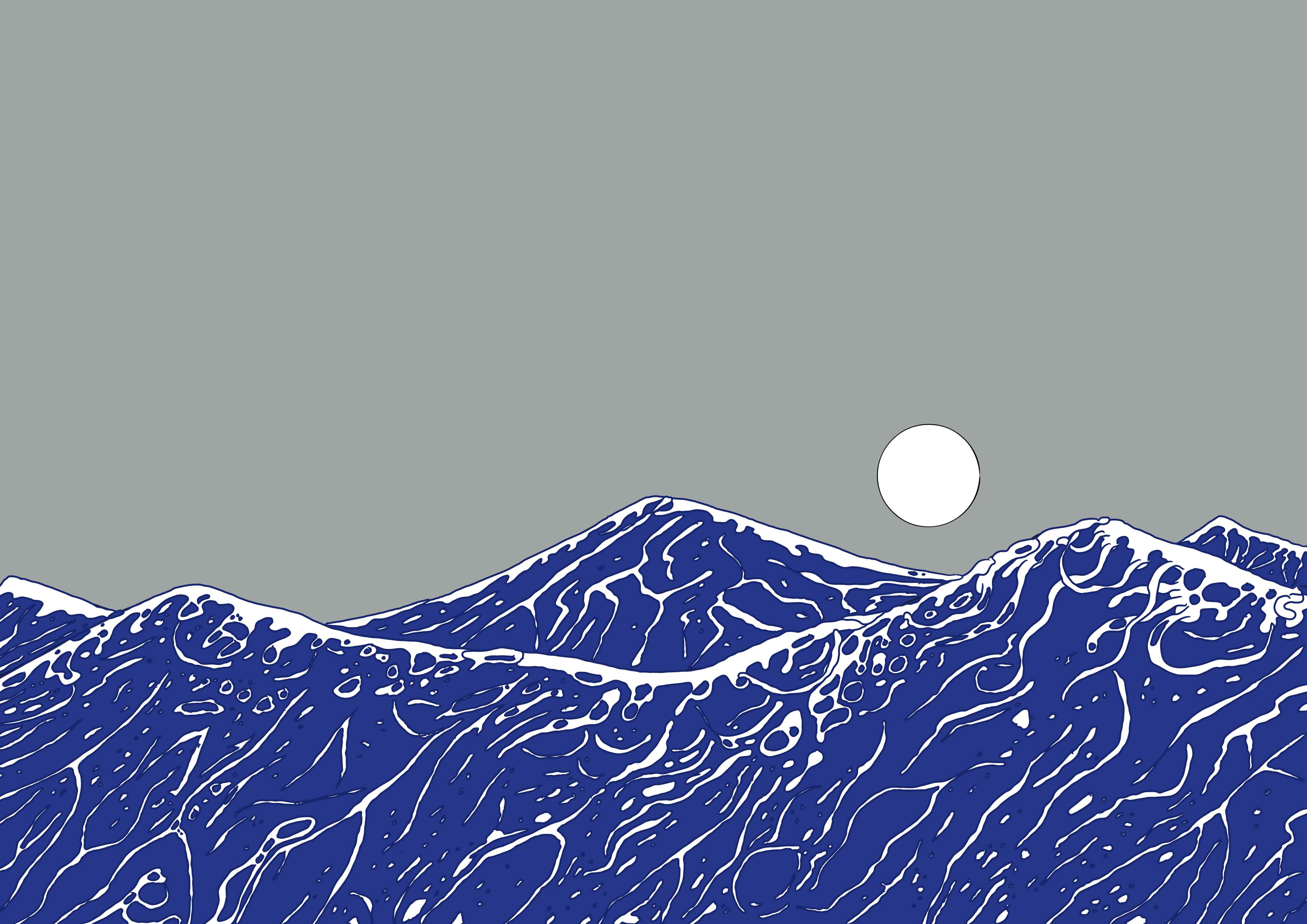 Große Wandbilder-Blaue Meereswellen bei Vollmond