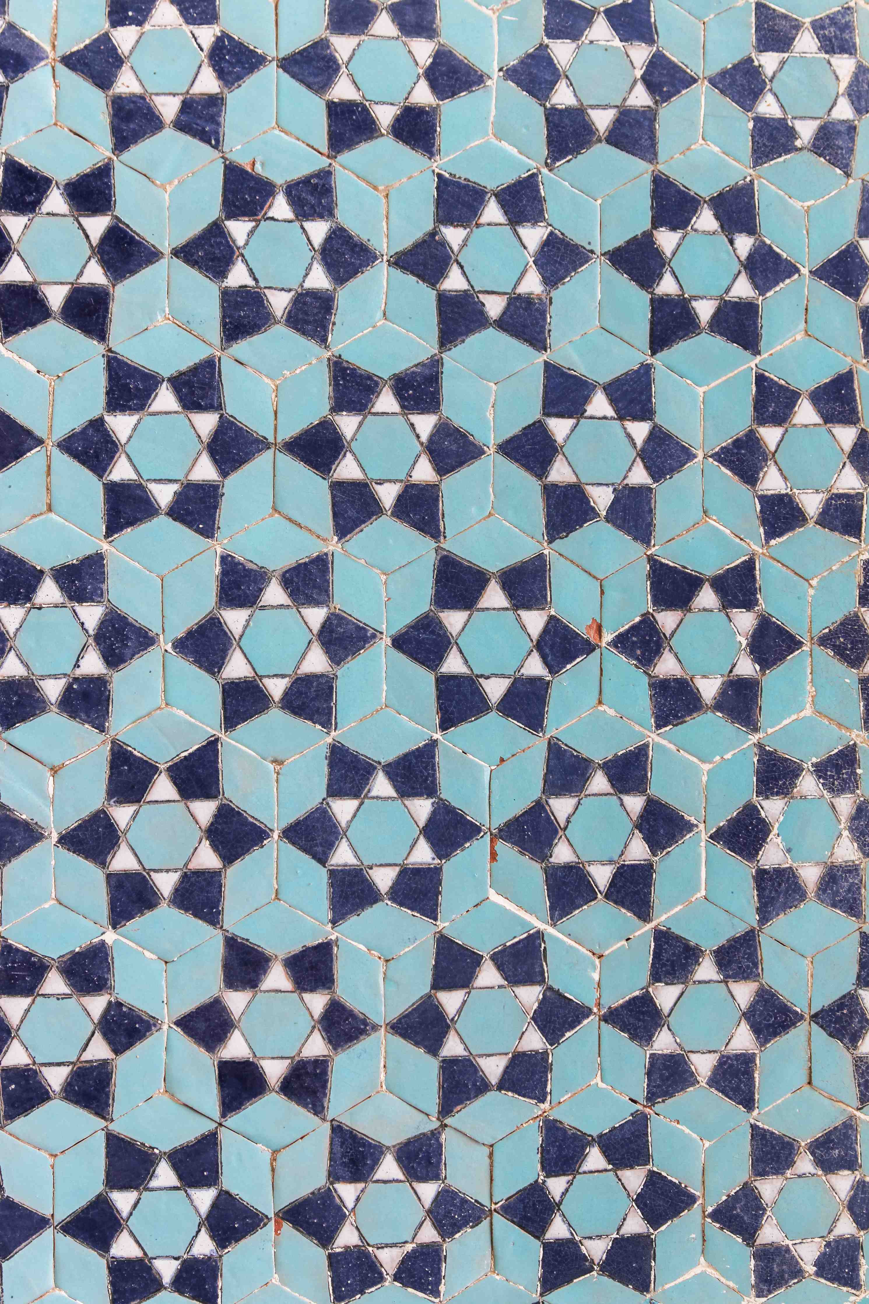 Große Wandbilder-Blaue Mosaikfliesen mit geometrischem Muster