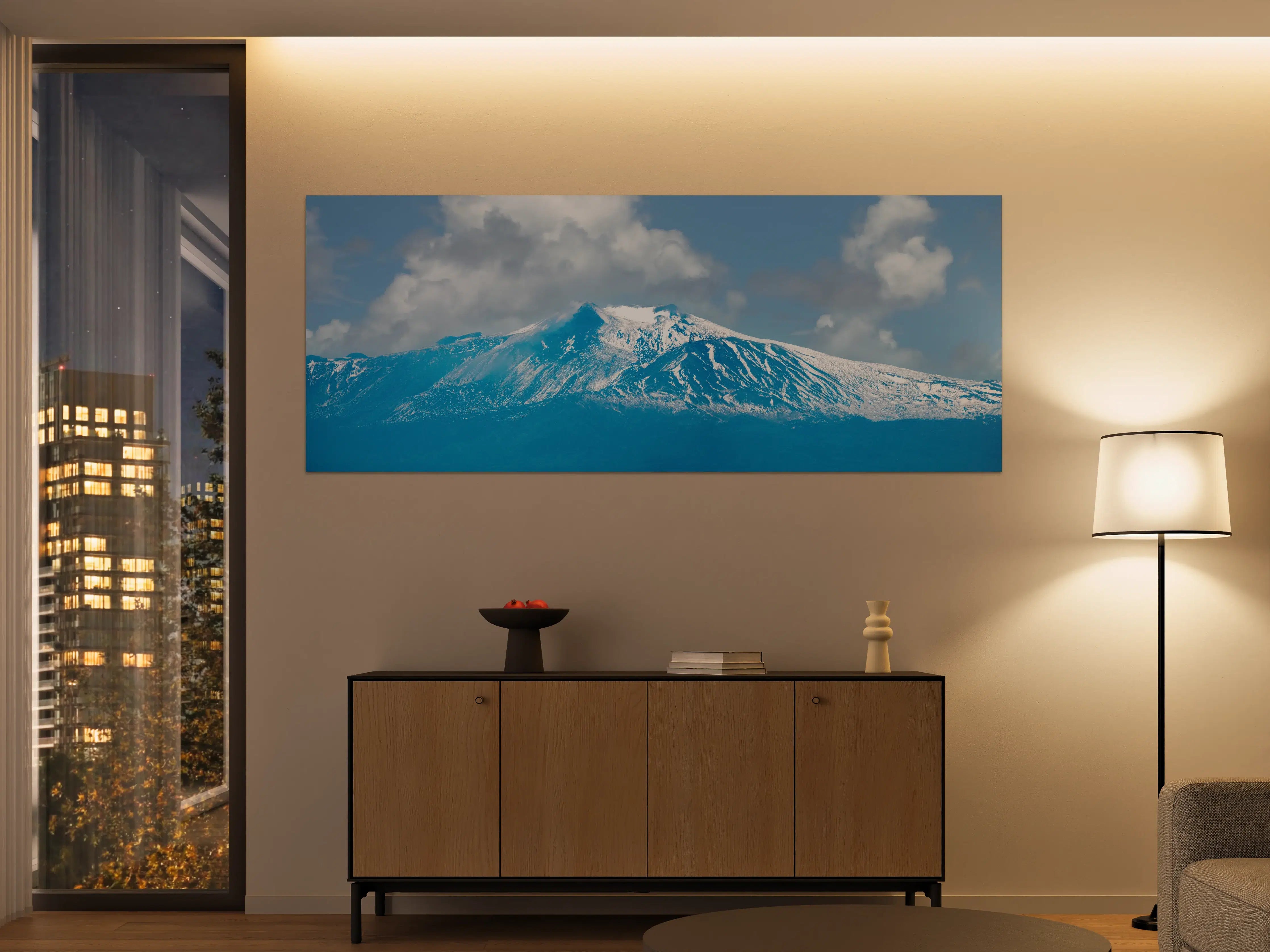 Große Wandbilder - Blaue Schnee-Berglandschaft