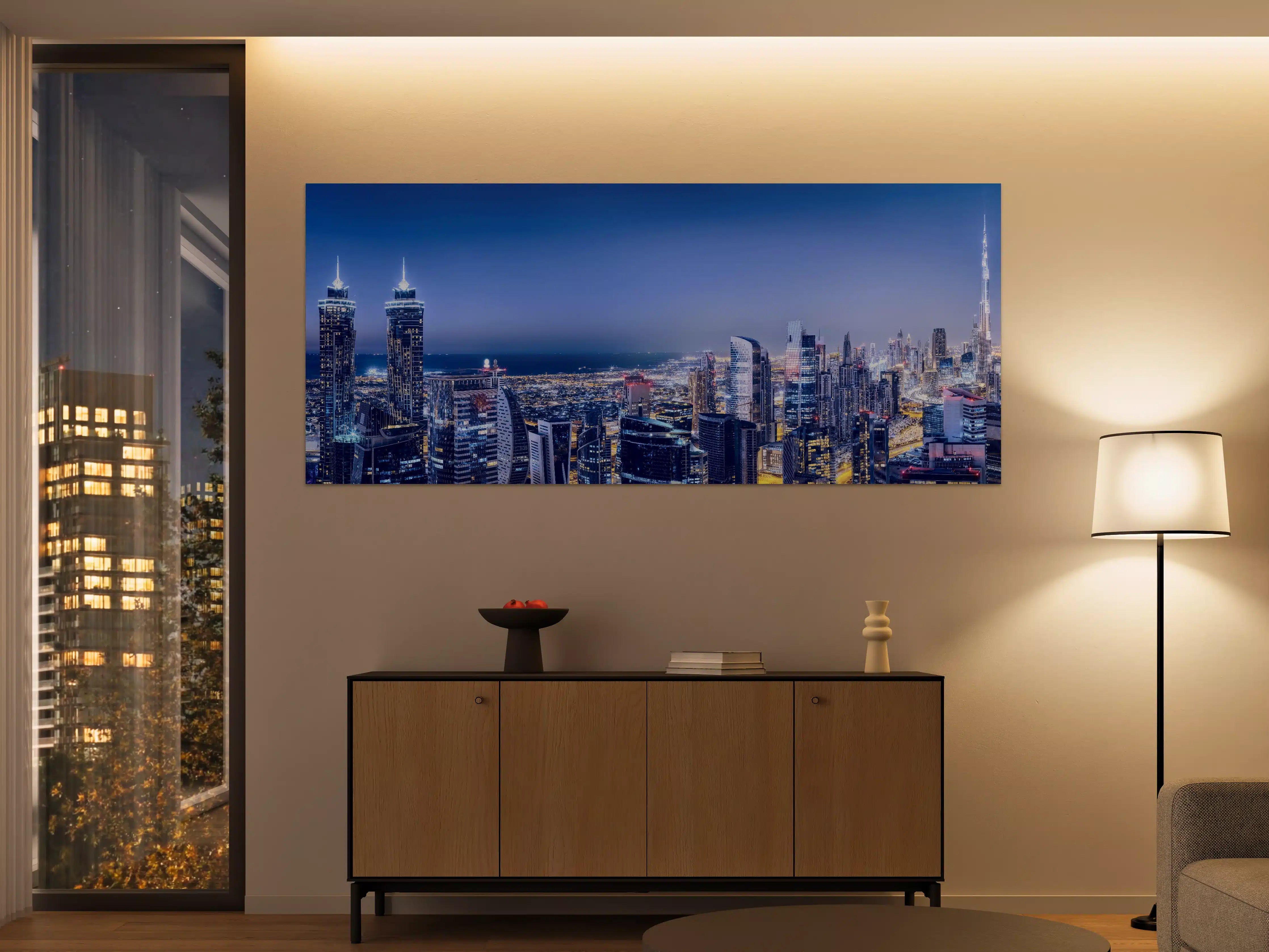Große Wandbilder - Blaue Skyline bei Nacht