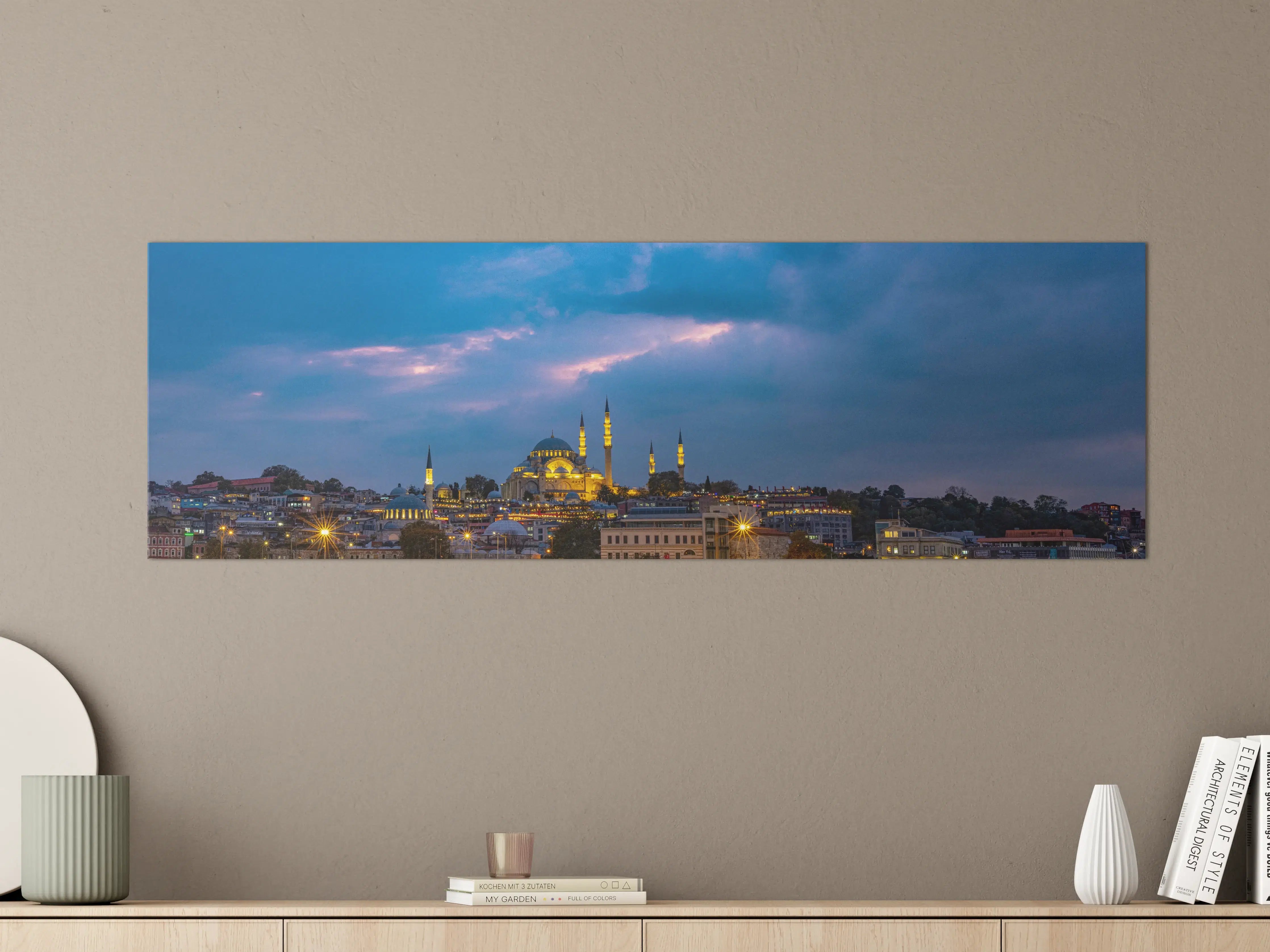 Große Wandbilder - Blaue Skyline bei Sonnenuntergang