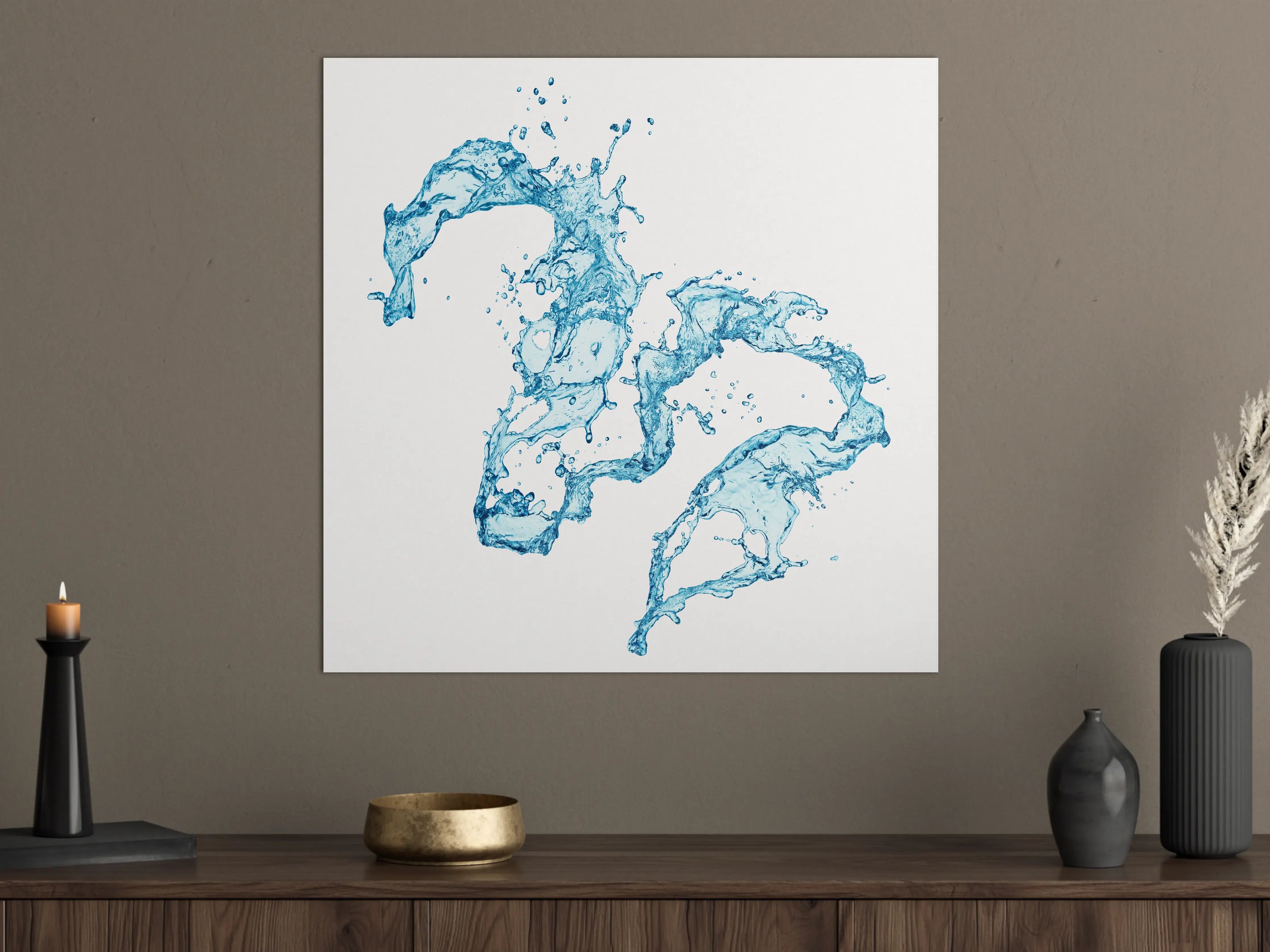 Große Wandbilder - Blaue Wasser Spritzer weißer Hintergrund